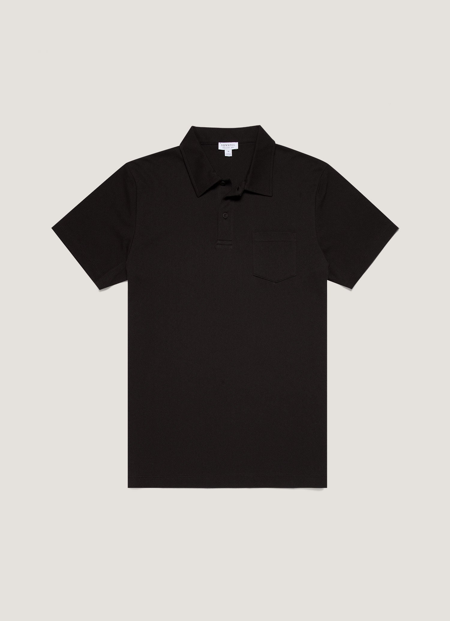 Men's Riviera Polo Shirt in Black | Sunspel