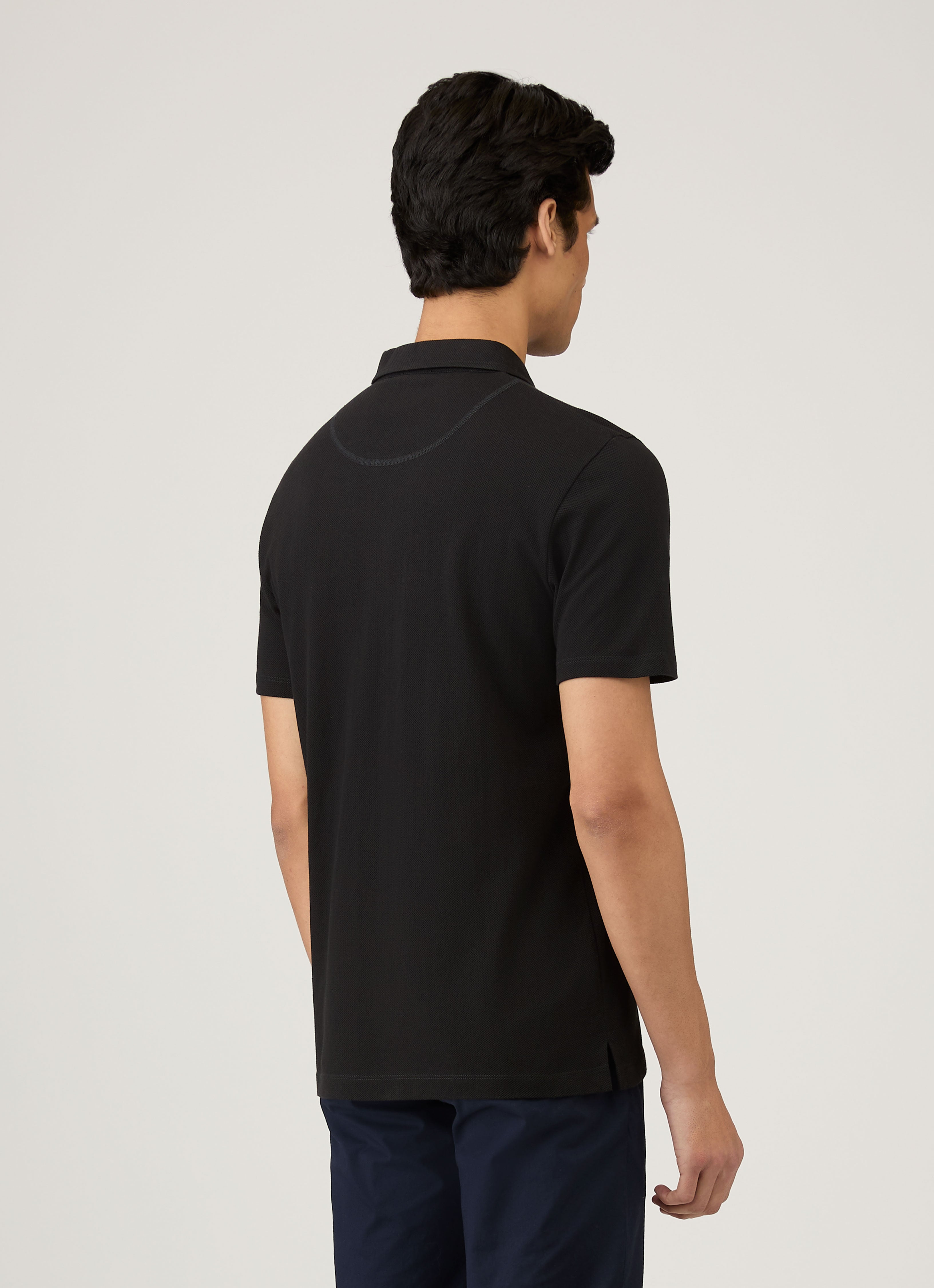 Men's Riviera Polo Shirt in Black | Sunspel