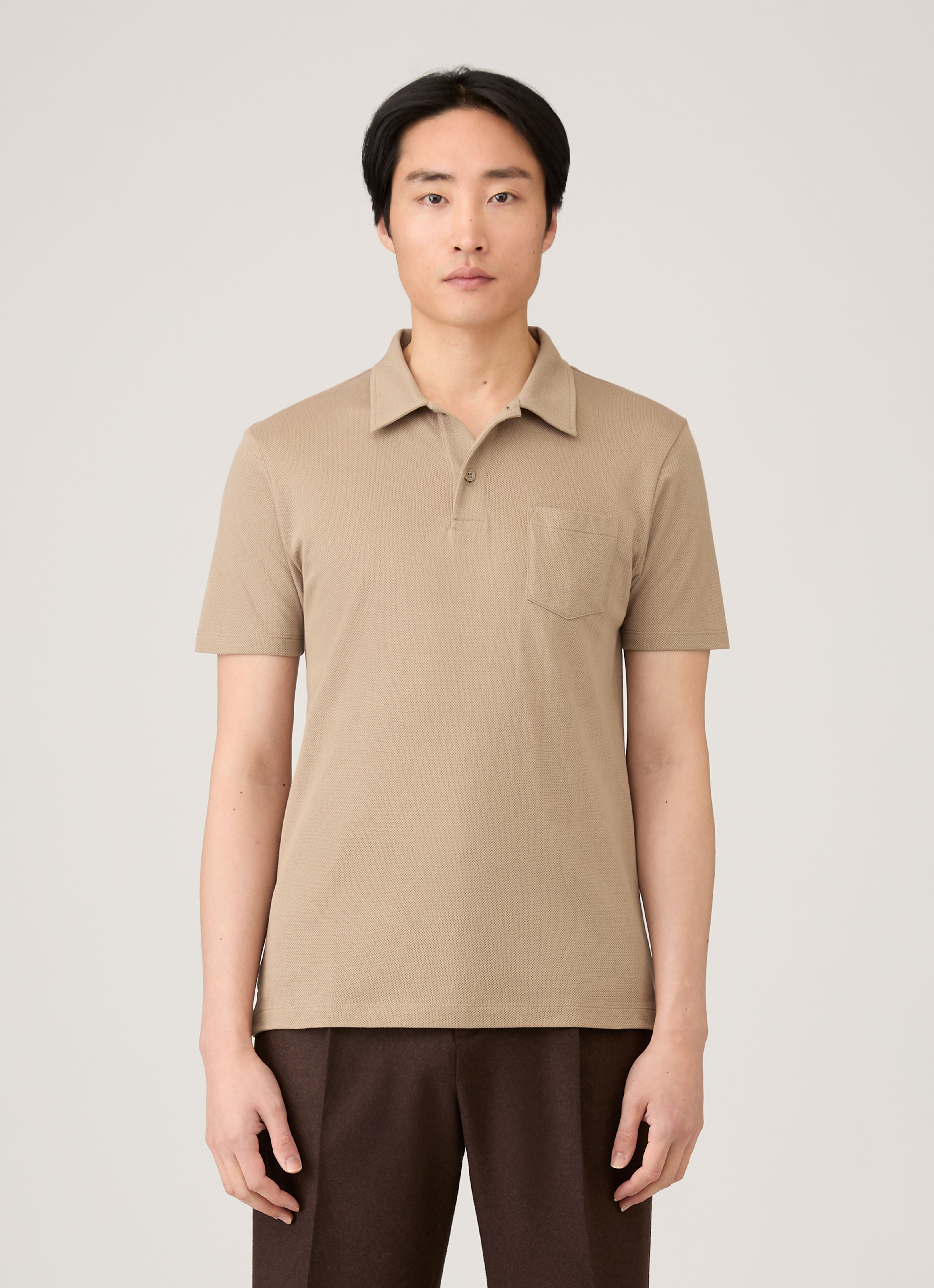 Men's Riviera Polo Shirt in Mink | Sunspel