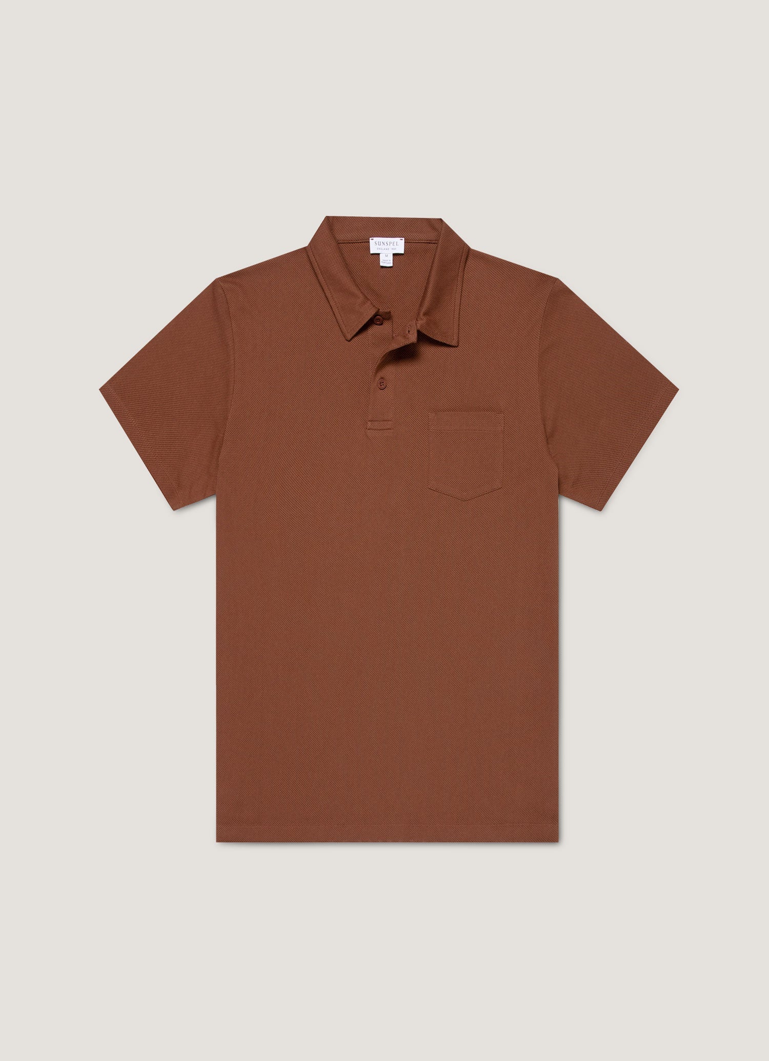 Men's Riviera Polo Shirt in Conker Brown | Sunspel