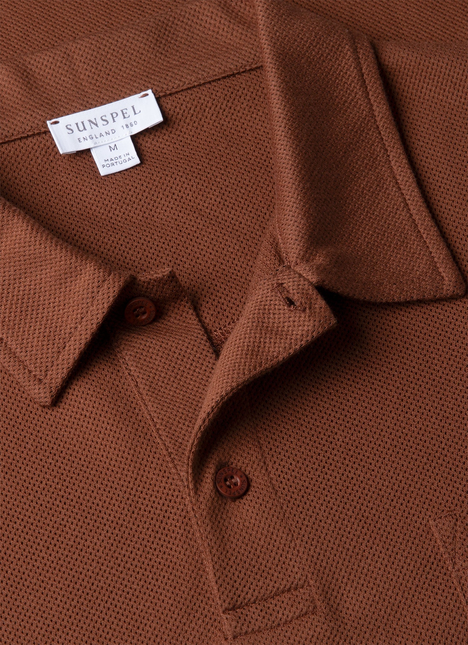 Men's Riviera Polo Shirt in Conker Brown | Sunspel