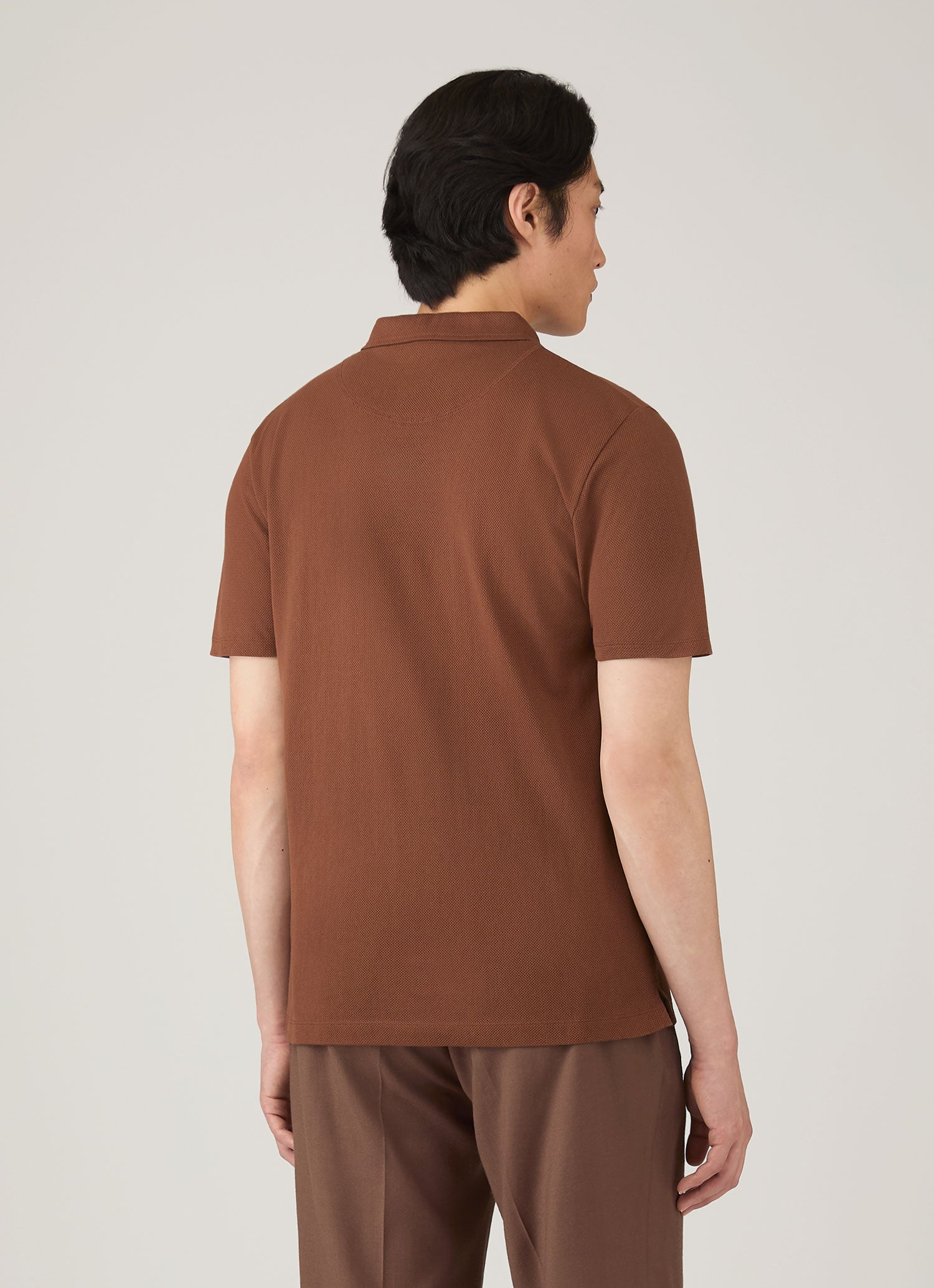 Men's Riviera Polo Shirt in Conker Brown | Sunspel
