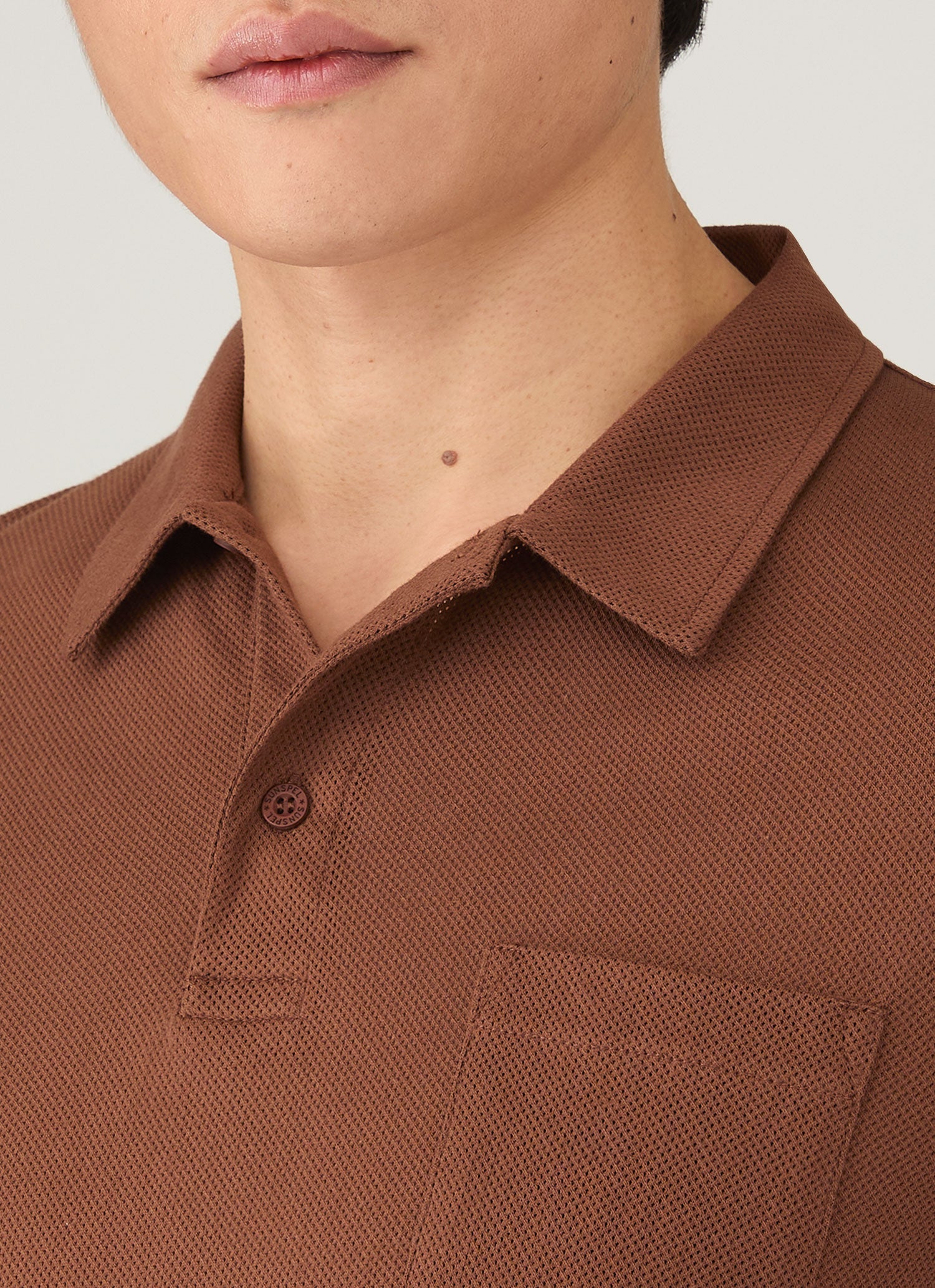 Men's Riviera Polo Shirt in Conker Brown | Sunspel