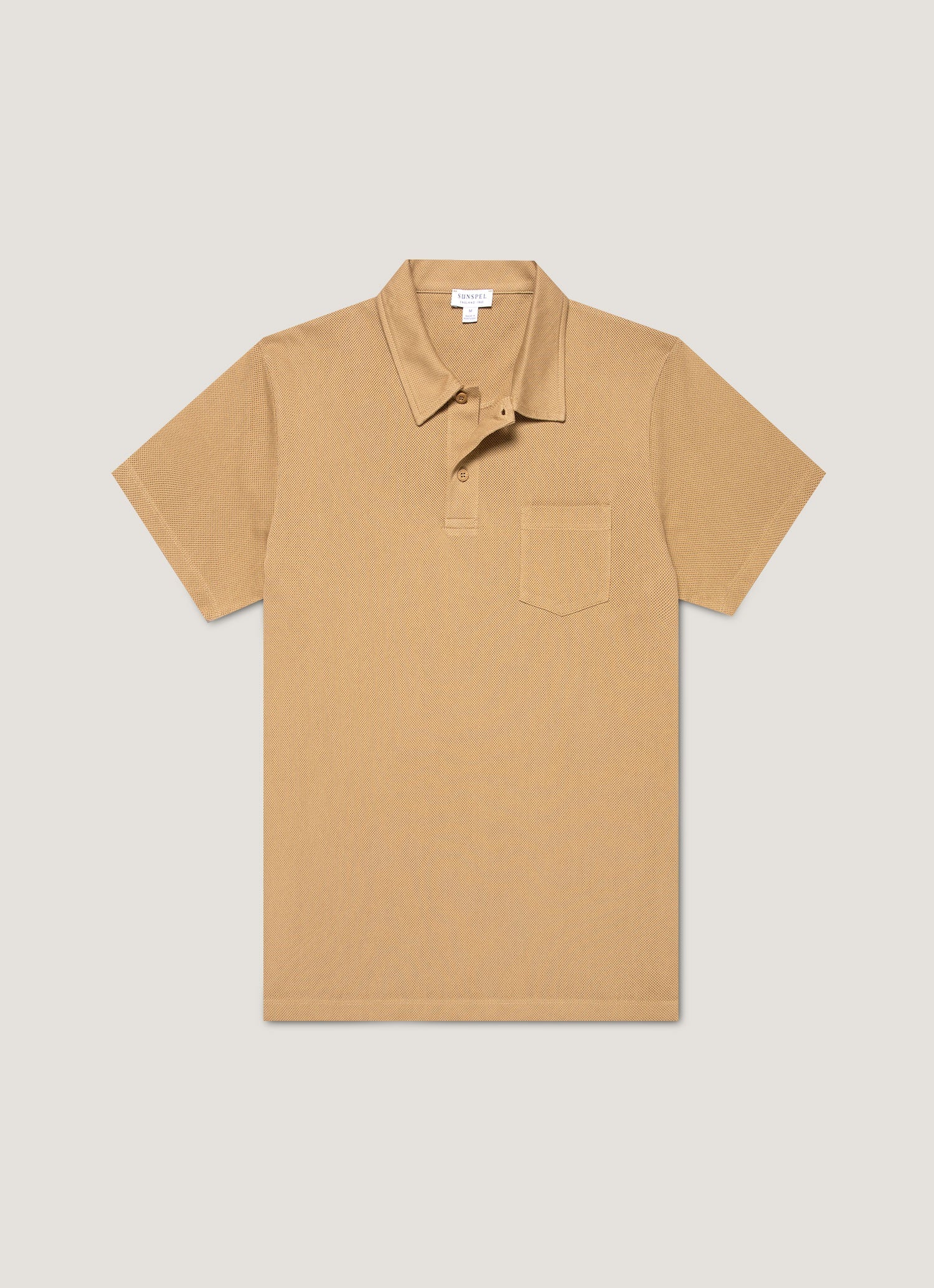 Men's Riviera Polo Shirt in Tan | Sunspel