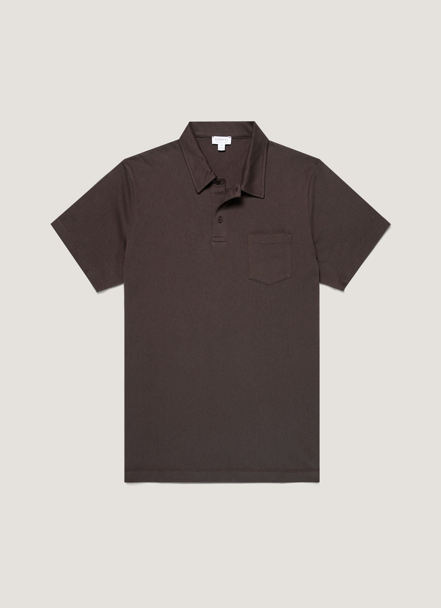 Men's Riviera Polo Shirt in Dark Chocolate | Sunspel