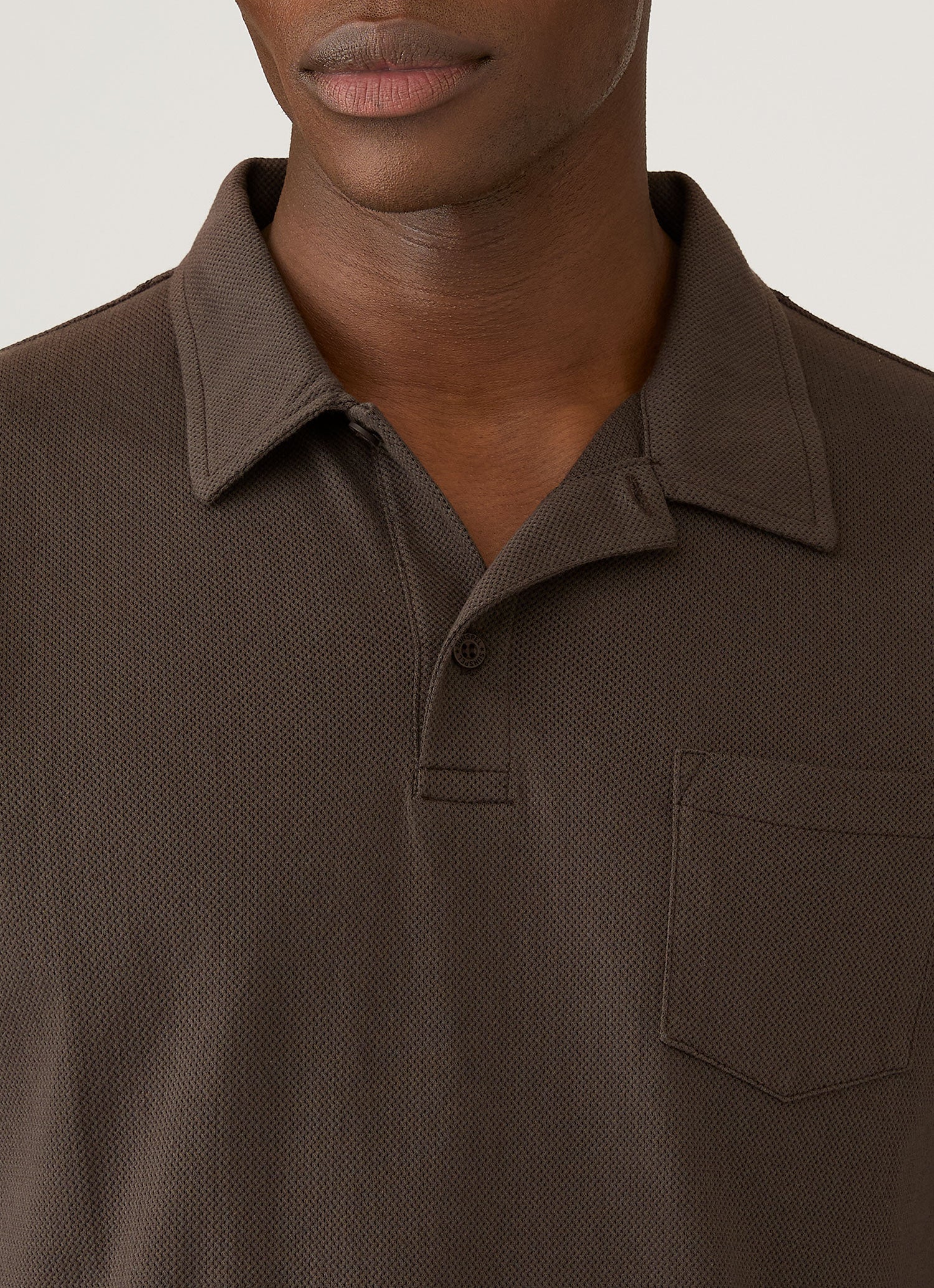 Men's Riviera Polo Shirt in Dark Chocolate | Sunspel