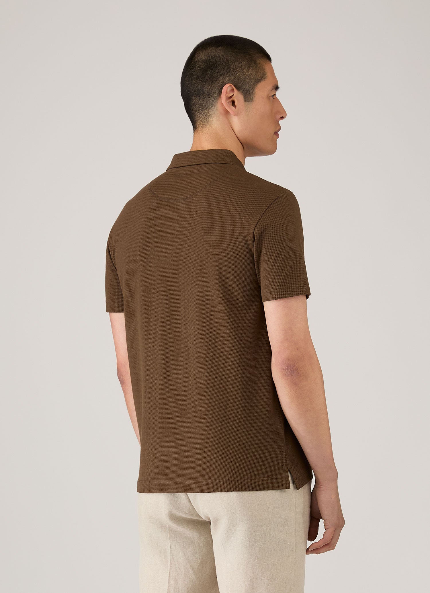 Men's Riviera Polo Shirt in Dark Walnut | Sunspel