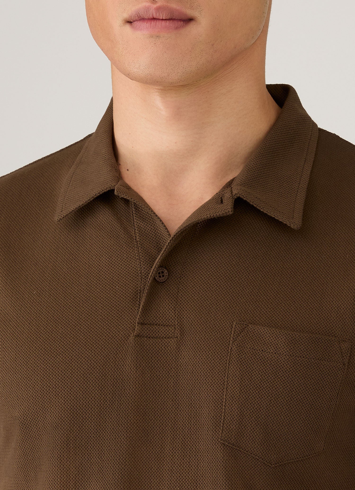 Men's Riviera Polo Shirt in Dark Walnut | Sunspel