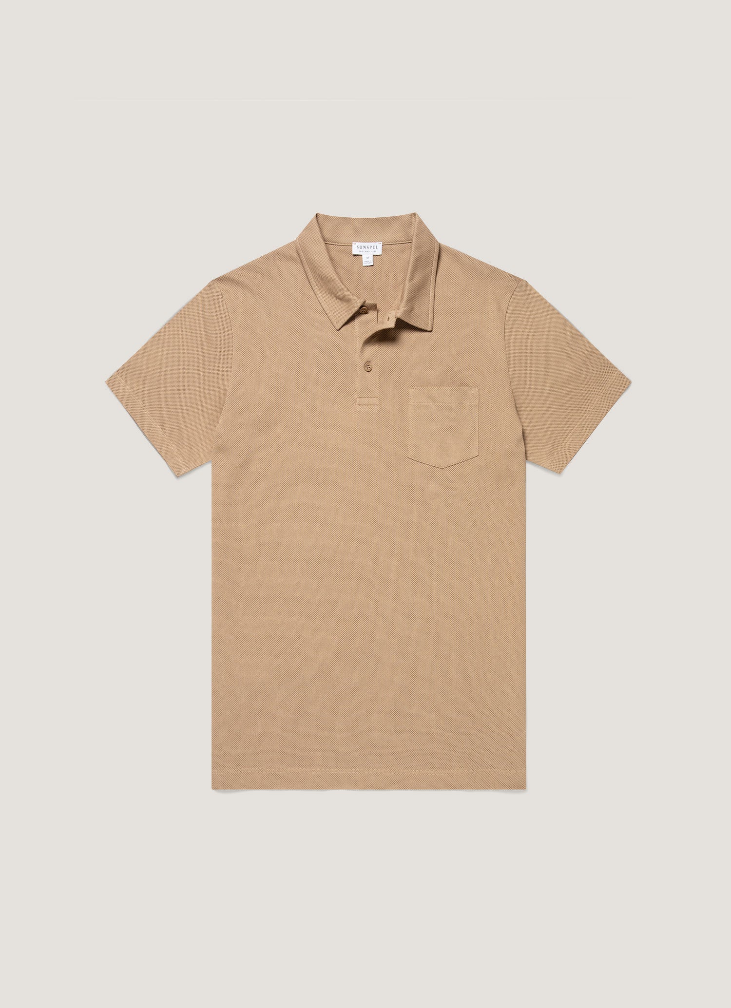 Men's Riviera Polo Shirt in Dark Beige | Sunspel