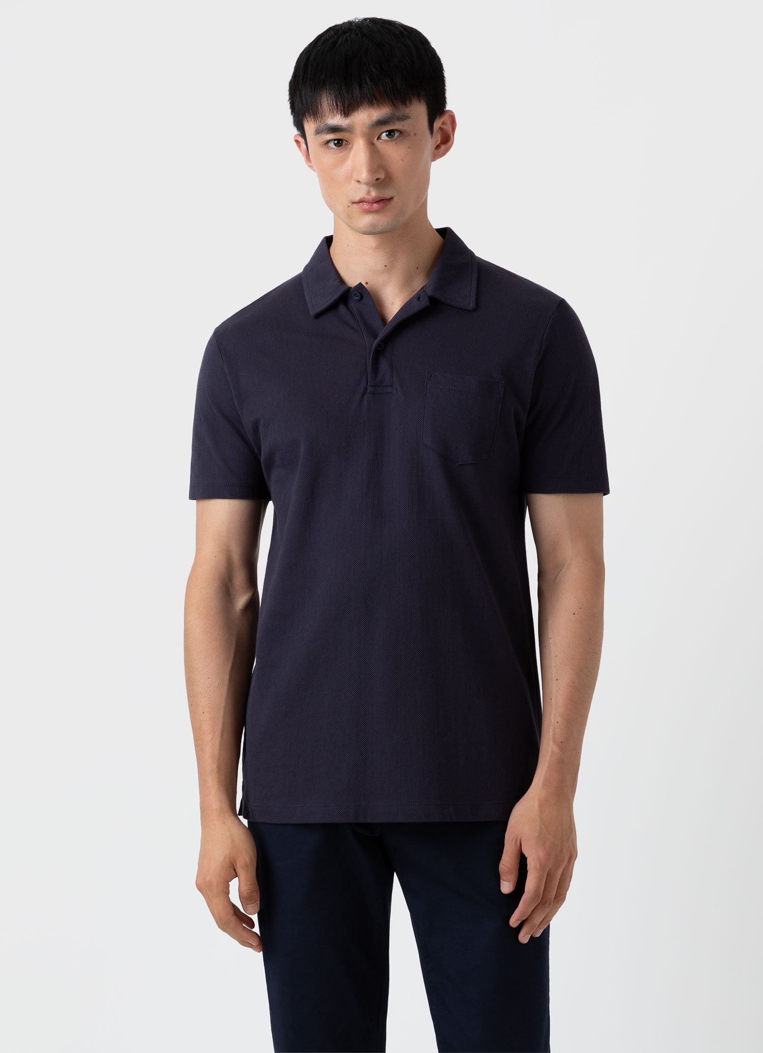Men's Riviera Polo Shirt in Navy | Sunspel