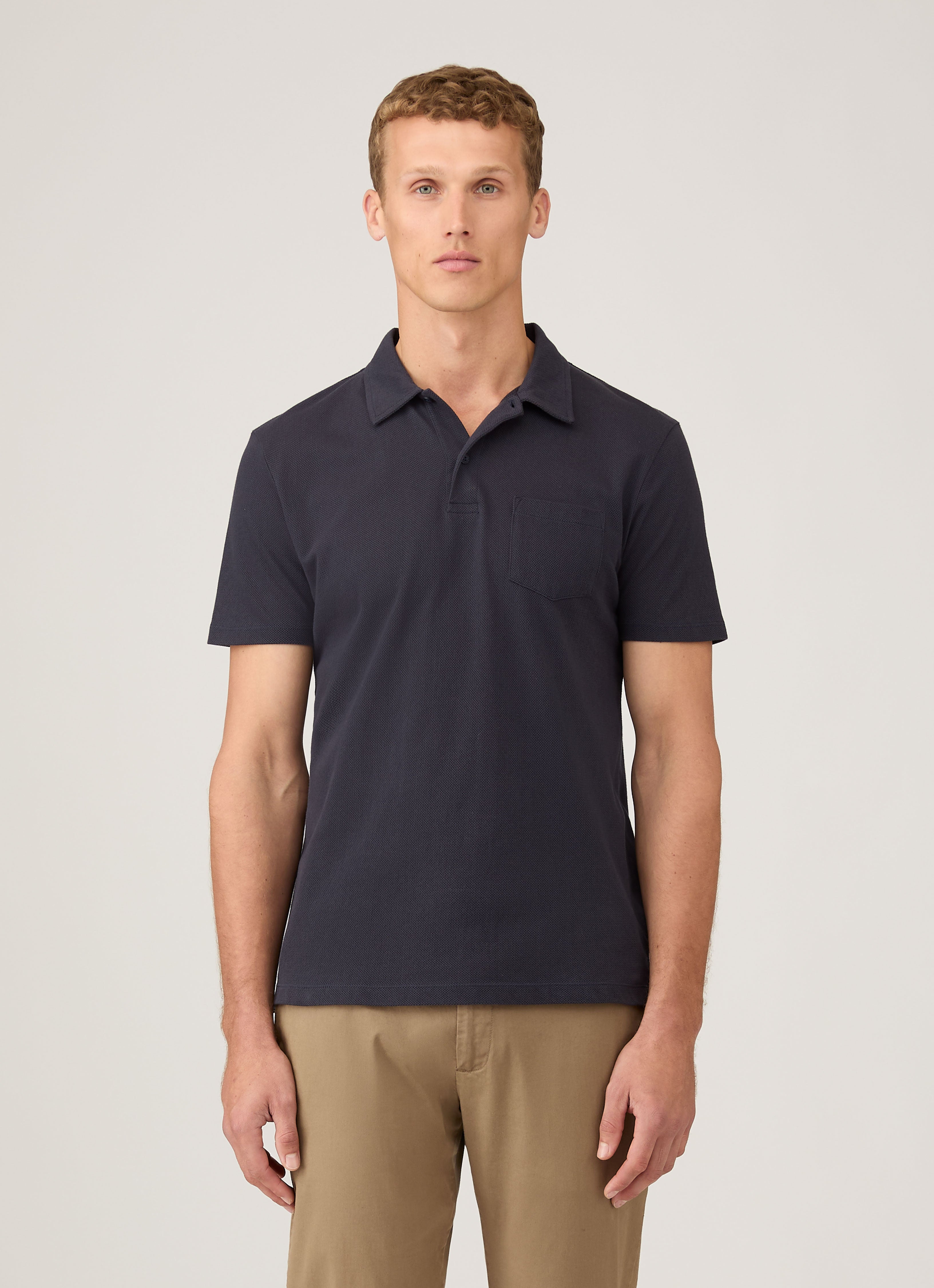 Men's Riviera Polo Shirt in Navy | Sunspel