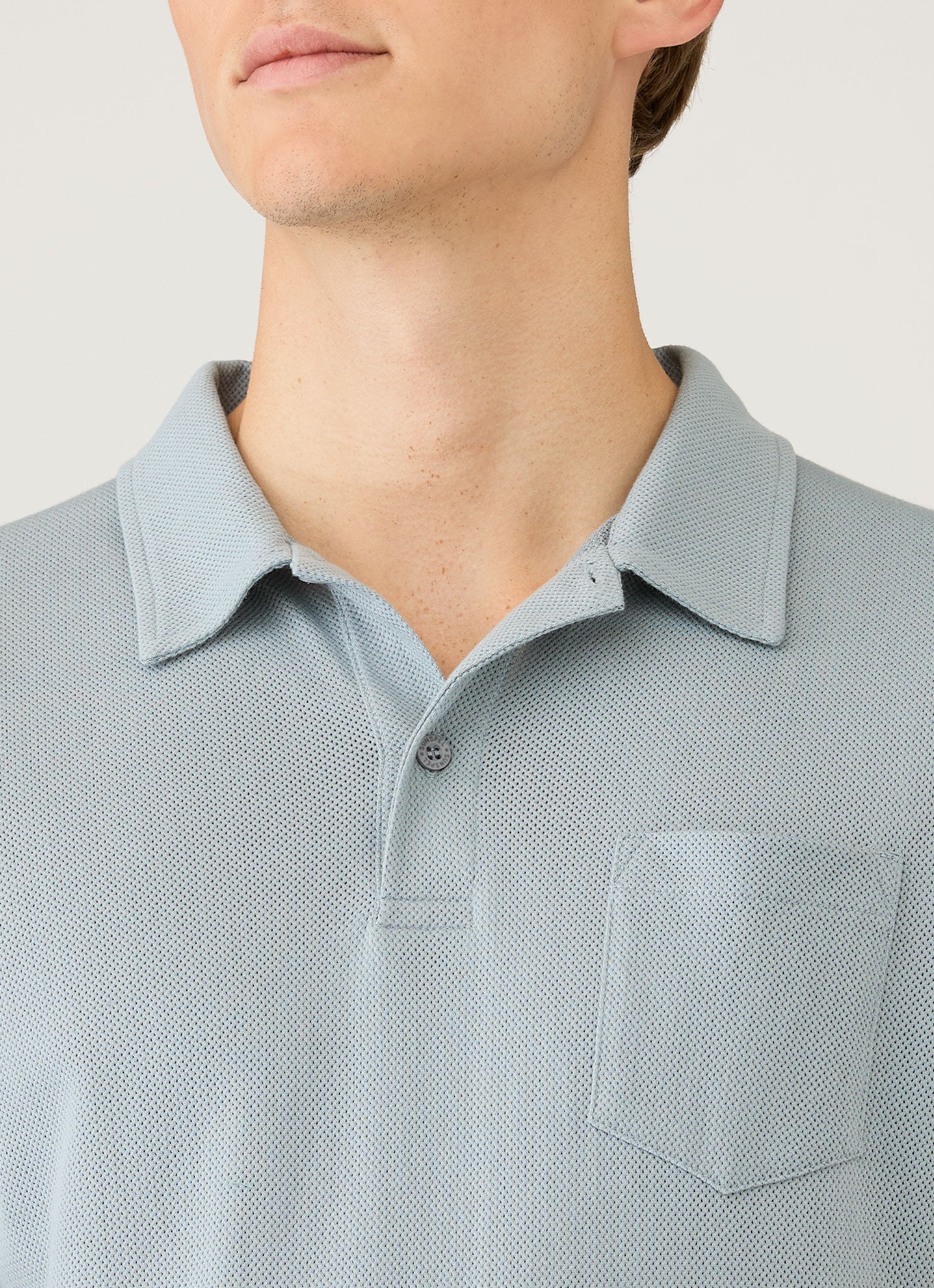 Men's Riviera Polo Shirt in Stone Blue | Sunspel