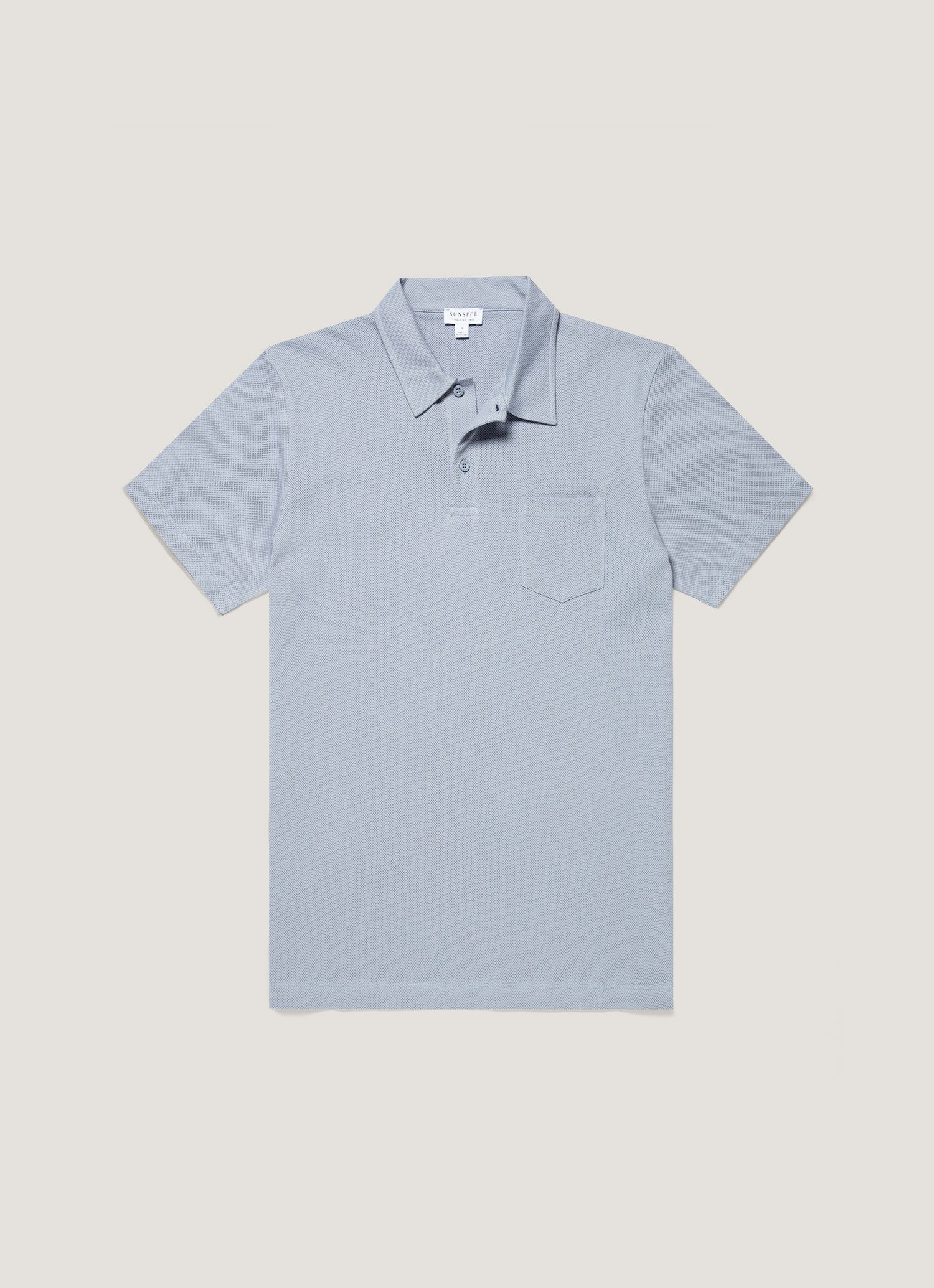 Men's Riviera Polo Shirt in Powder Blue | Sunspel