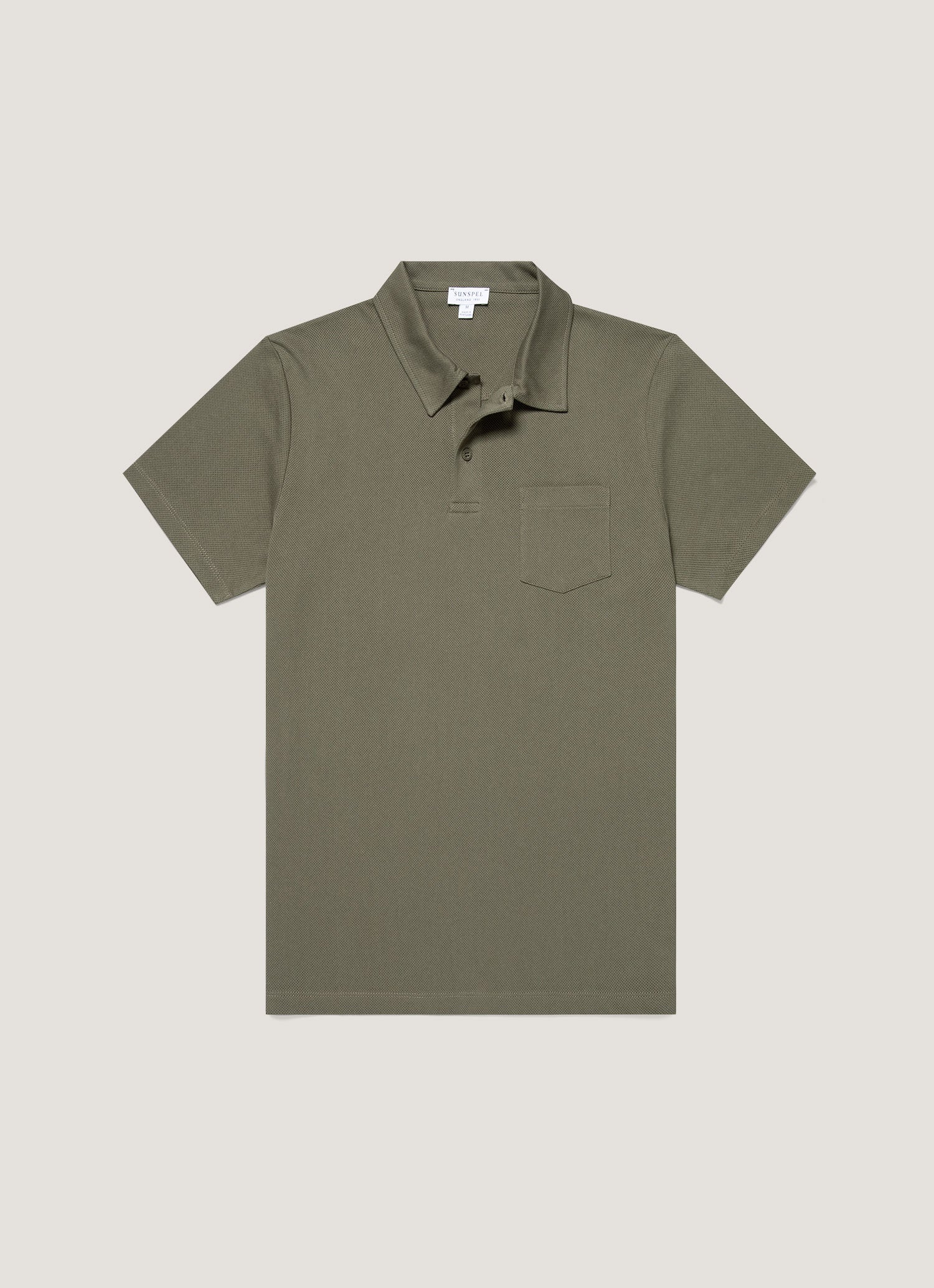 Men's Riviera Polo Shirt in Khaki | Sunspel