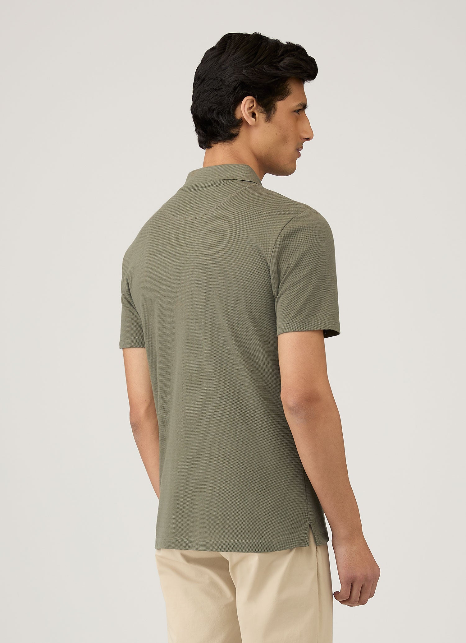 Men's Riviera Polo Shirt in Khaki | Sunspel