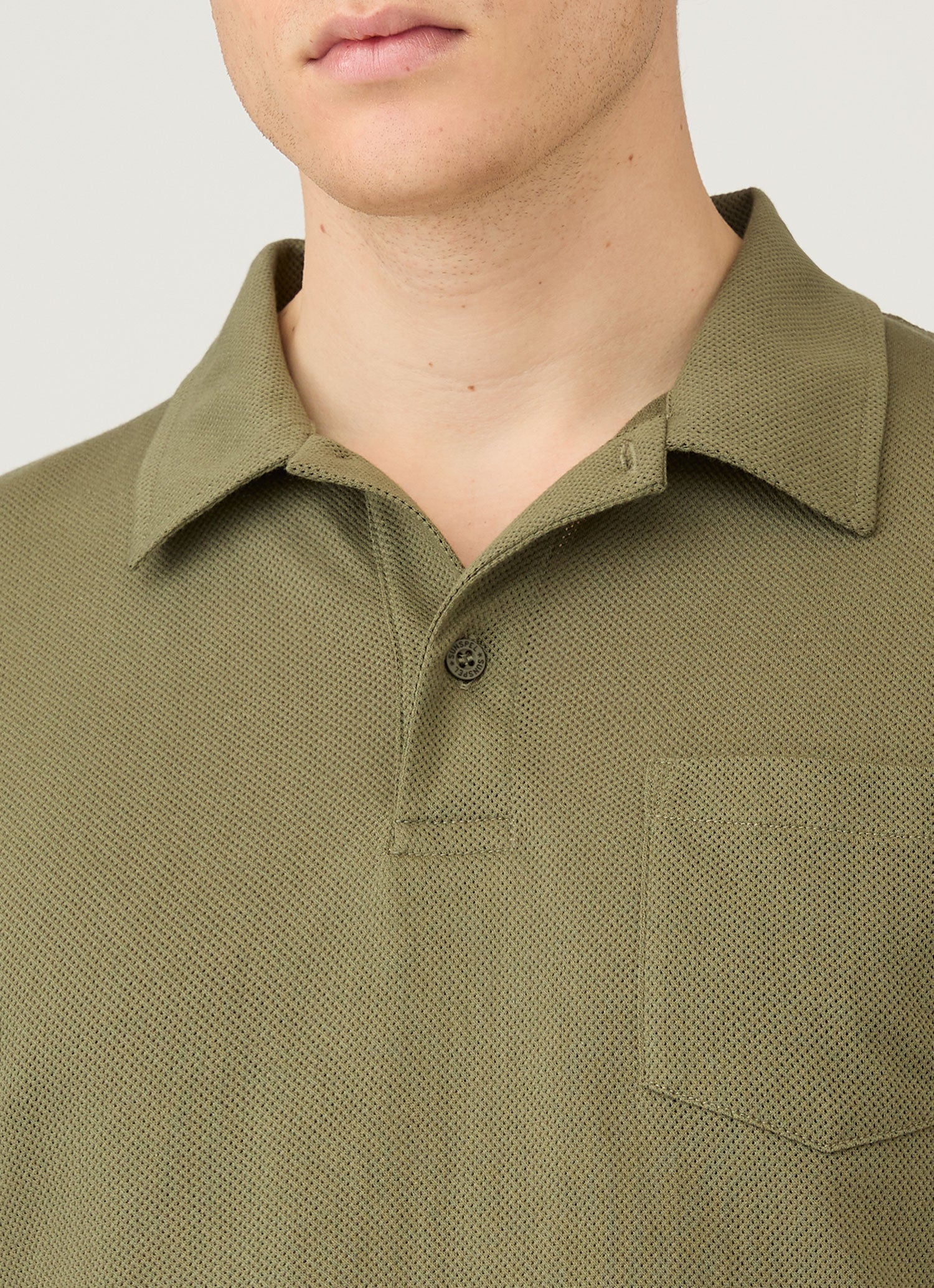 Men's Riviera Polo Shirt in Sea Moss | Sunspel