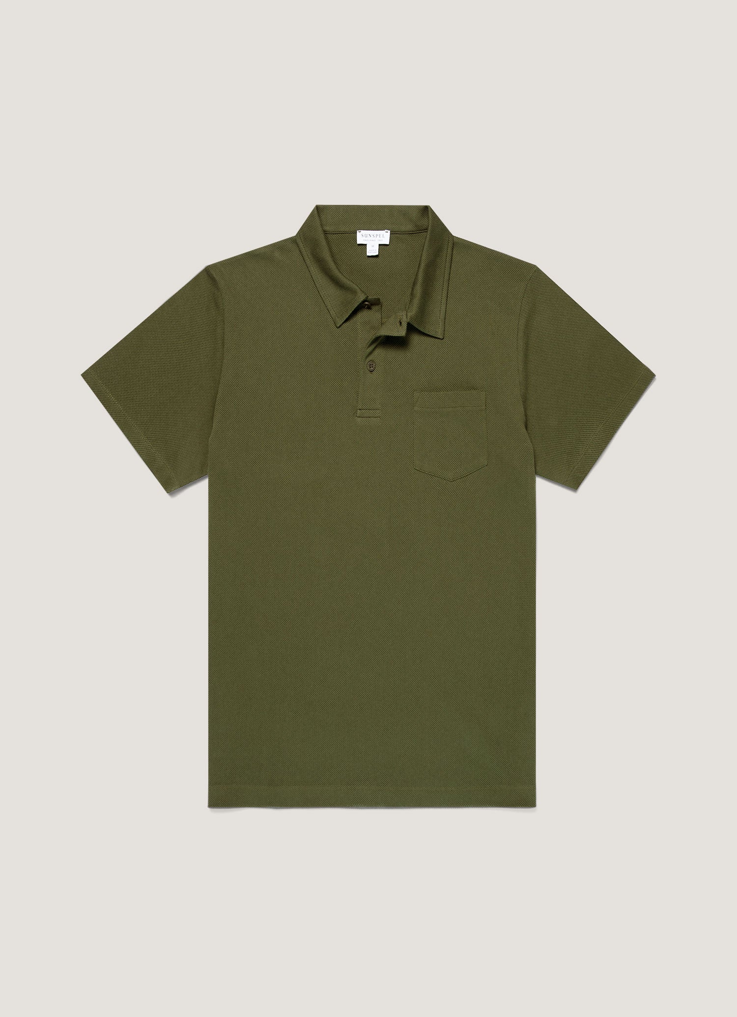 Men's Riviera Polo Shirt in Deep Olive | Sunspel