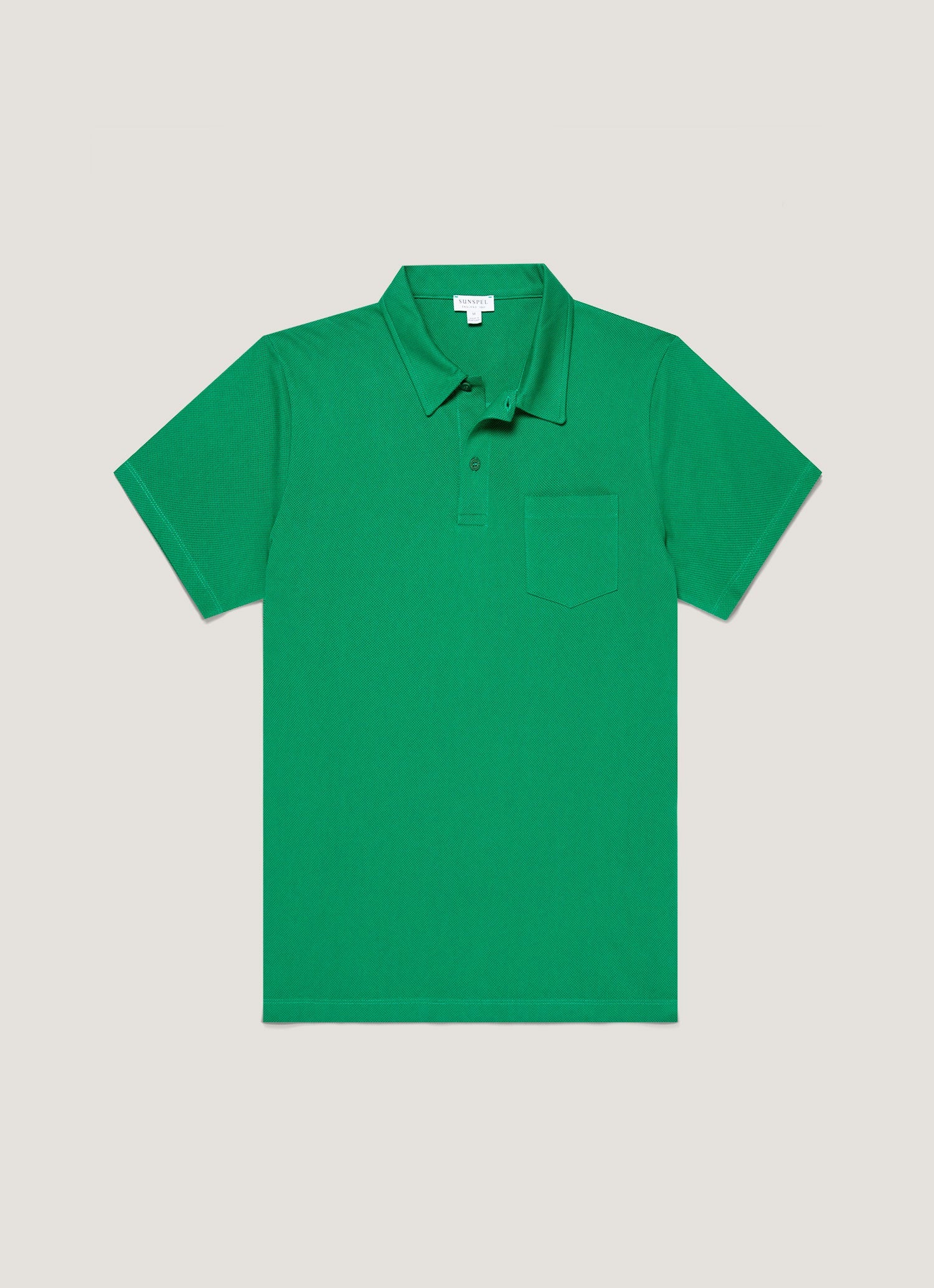 Men's Riviera Polo Shirt in Bright Green | Sunspel