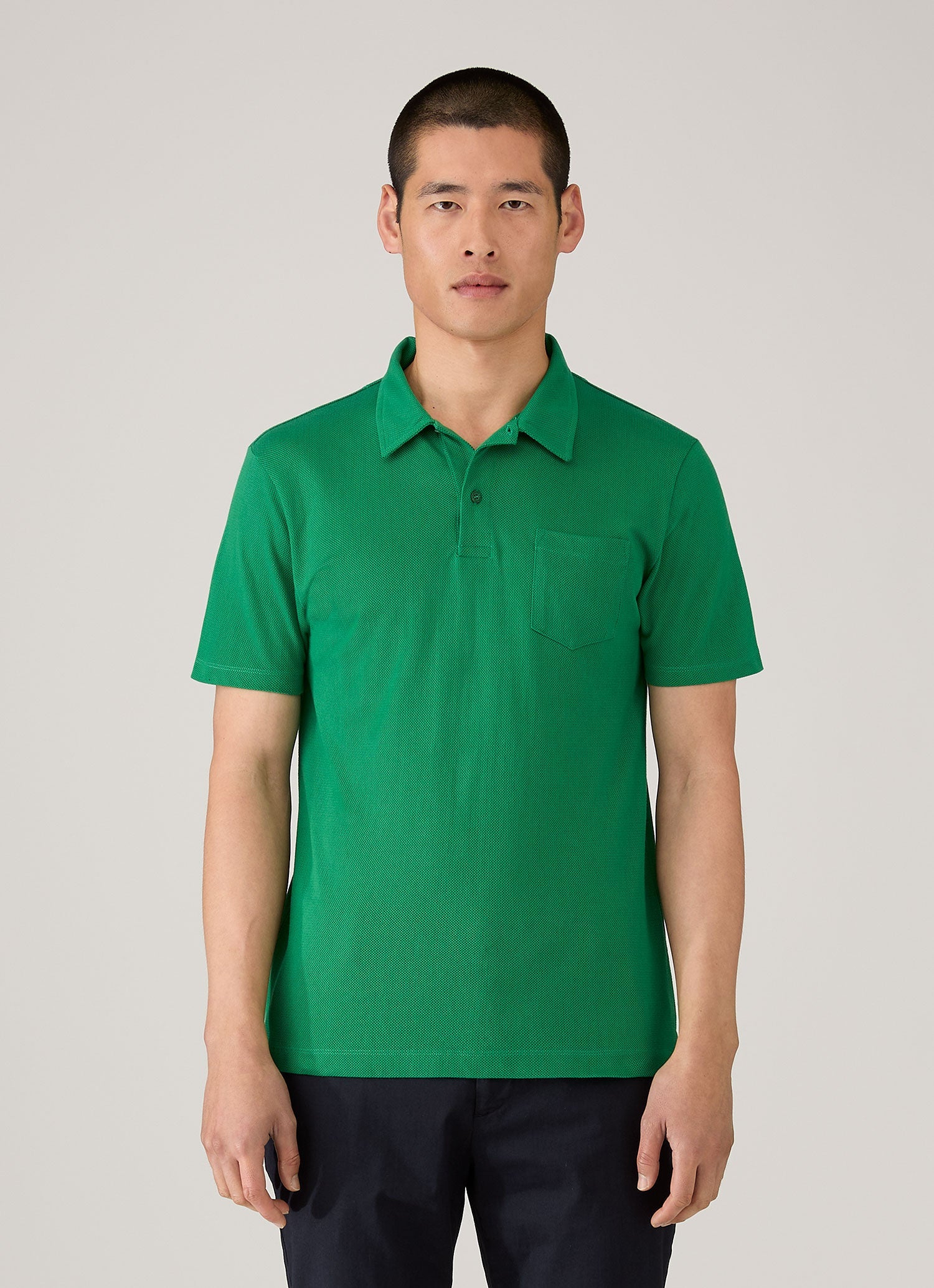 Men's Riviera Polo Shirt in Bright Green | Sunspel