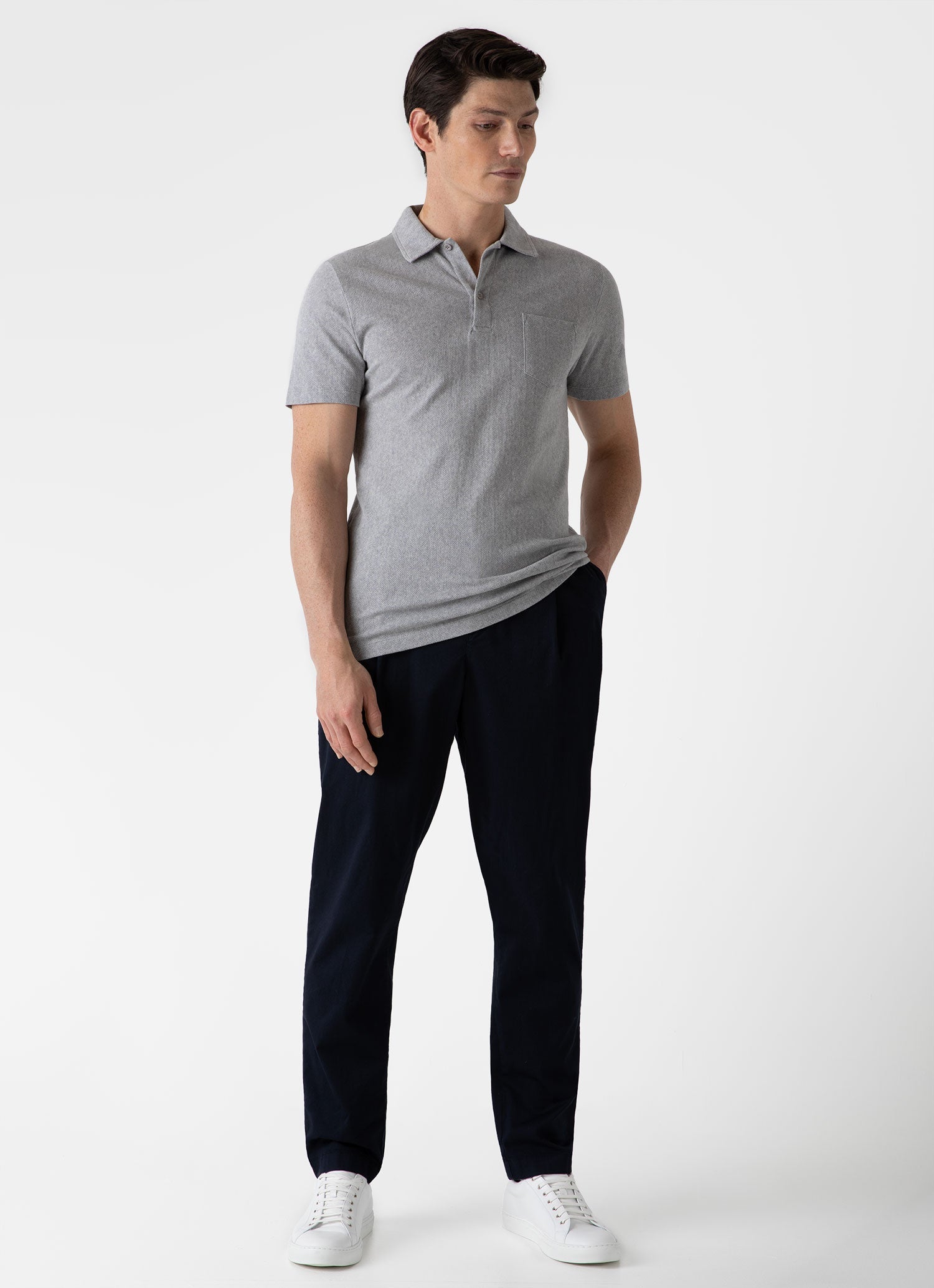 MINIMAL KNITTED POLO SHIRT - NAVY - COS