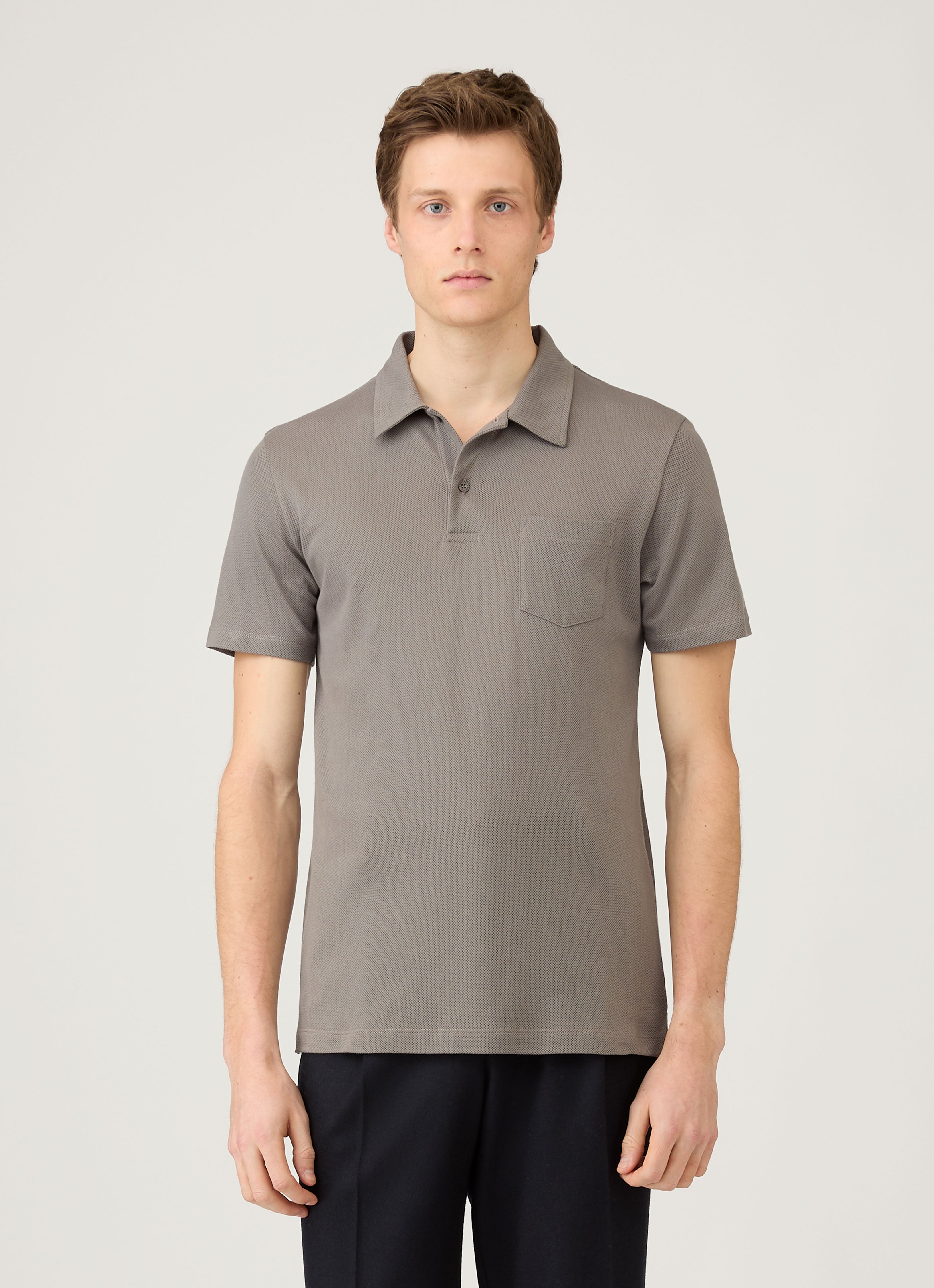 Men's Riviera Polo Shirt in Iron Grey | Sunspel
