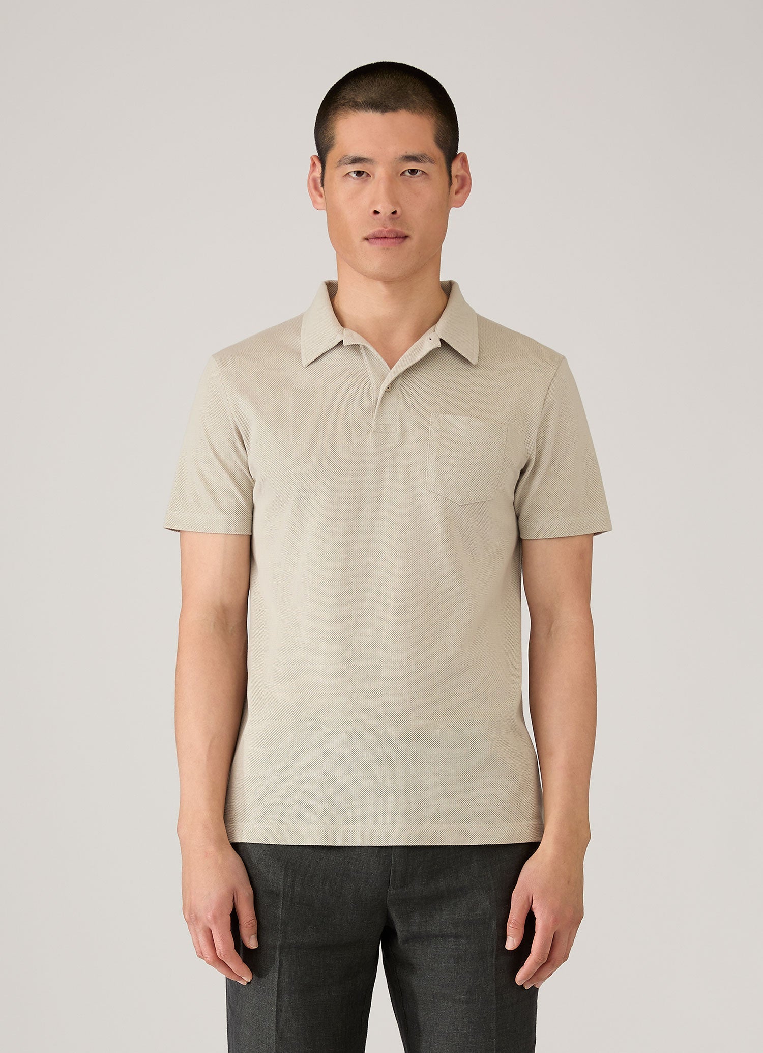 Men's Riviera Polo Shirt in Ash | Sunspel