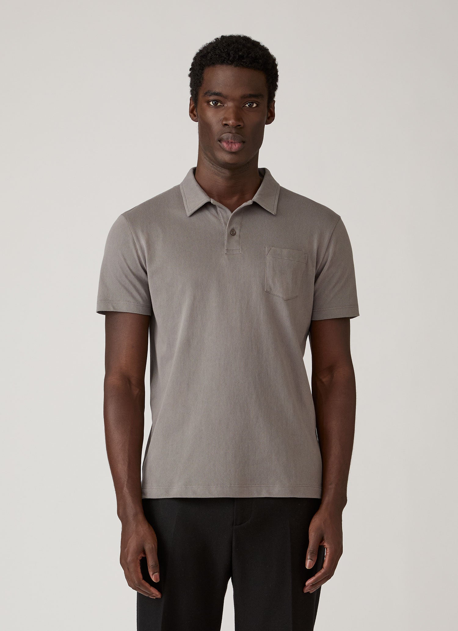 Men's Riviera Polo Shirt in Smoke | Sunspel