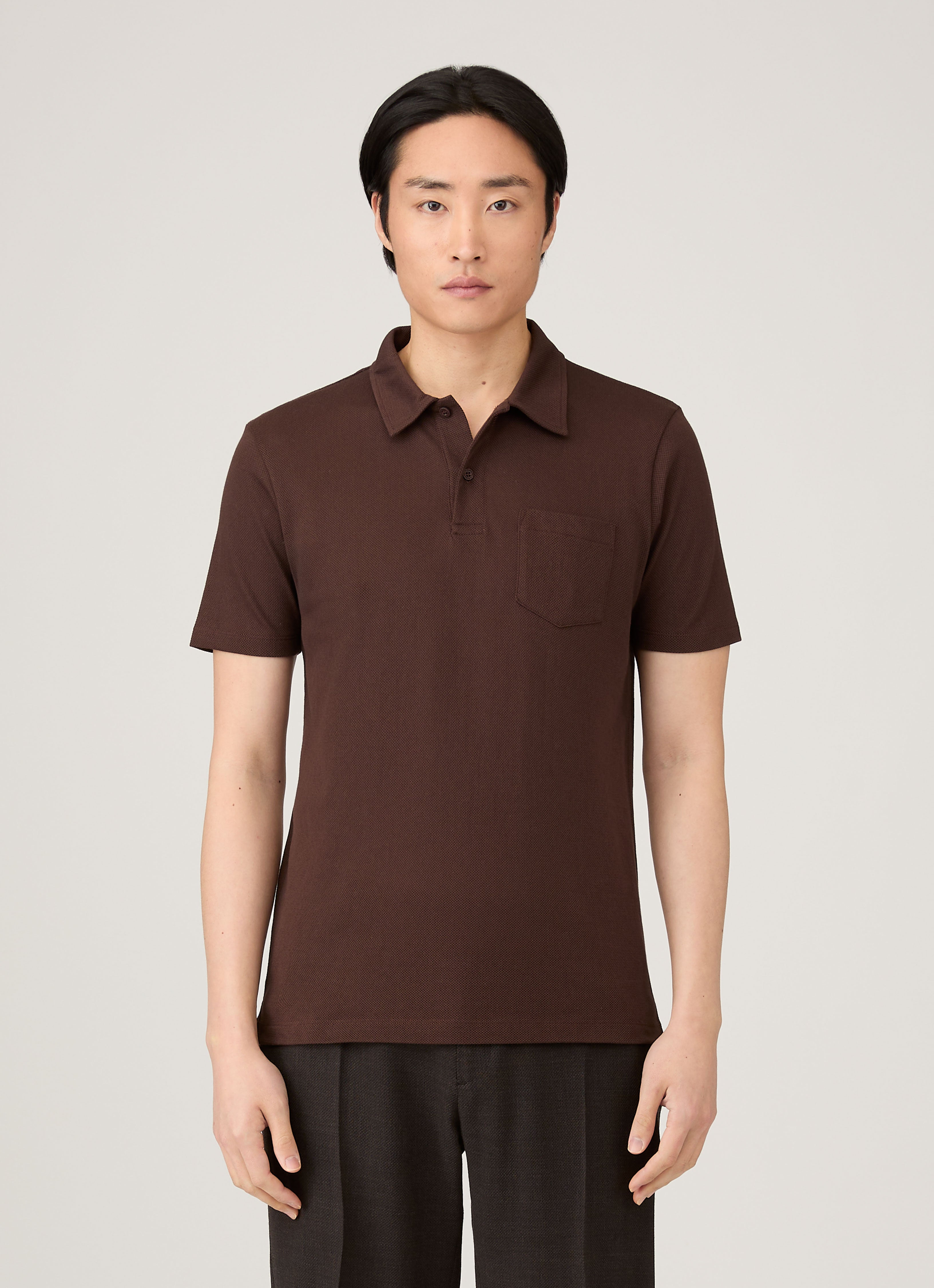 Men's Riviera Polo Shirt in Bakelite | Sunspel
