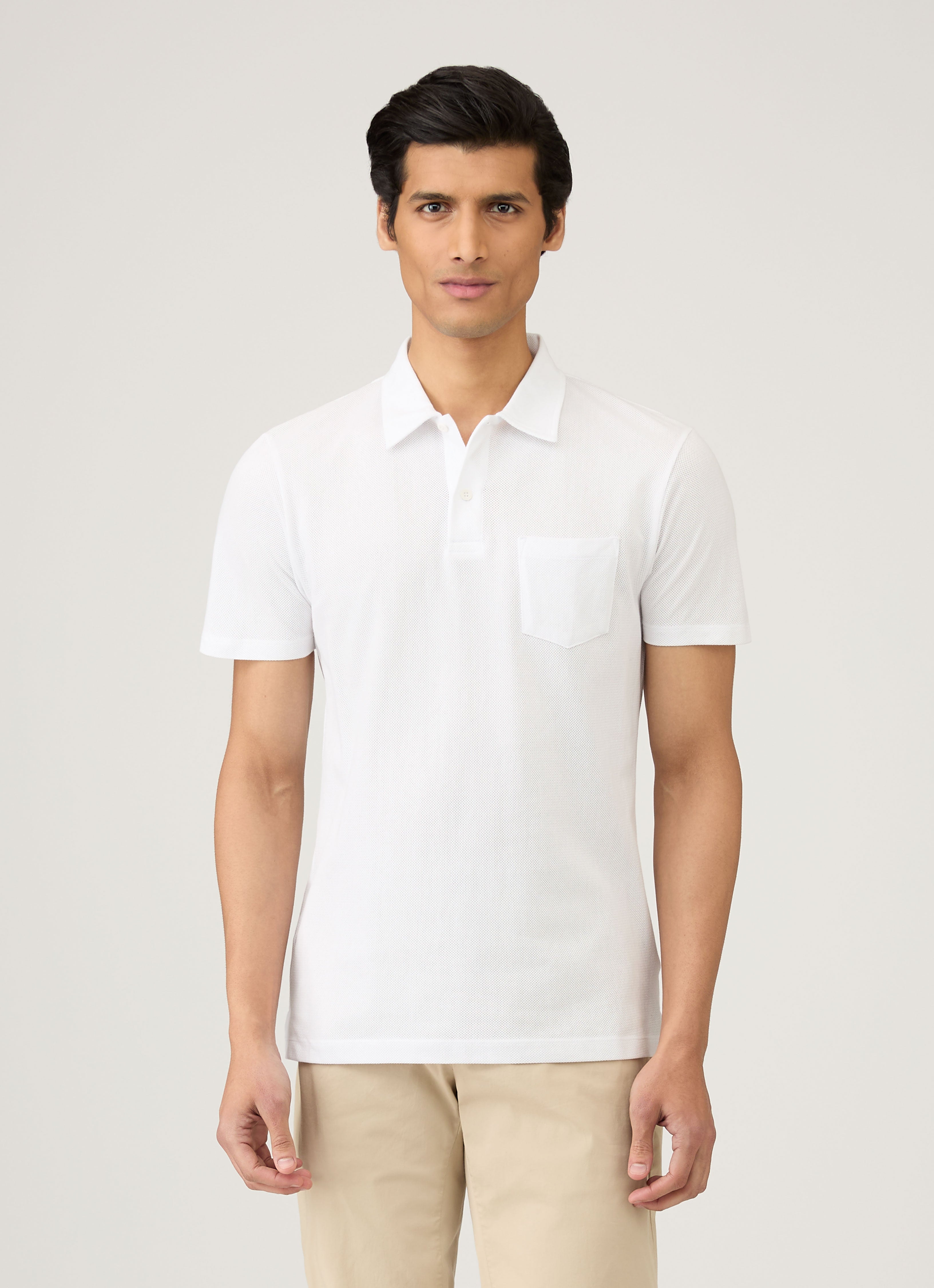 Men's Riviera Polo Shirt in White | Sunspel