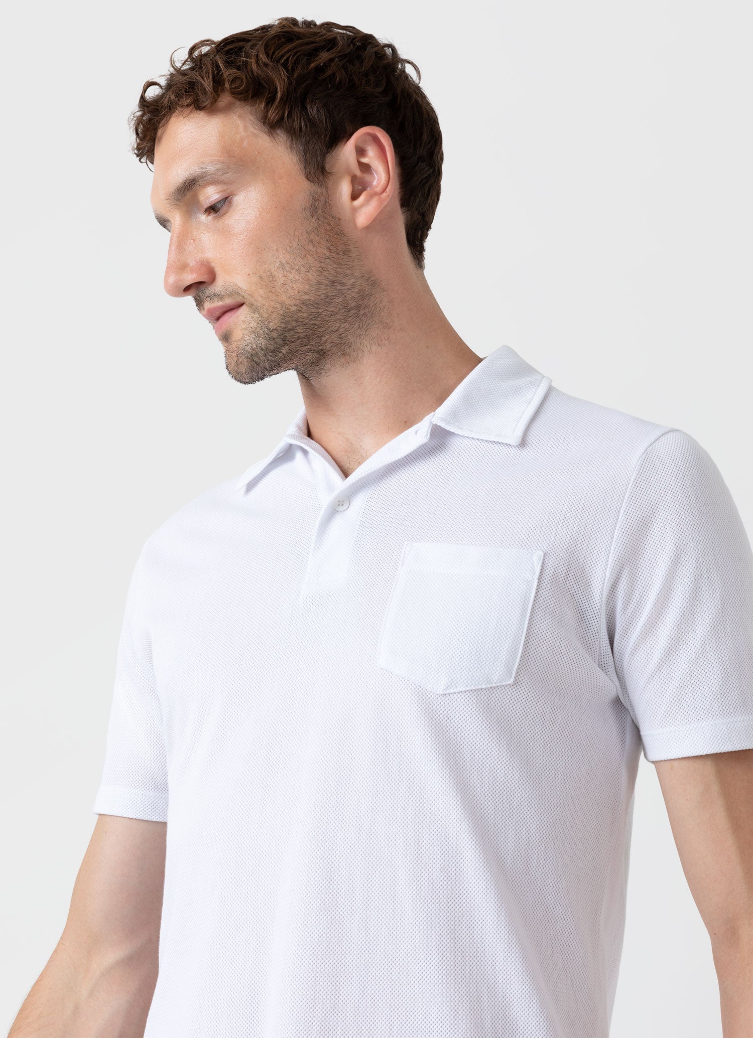Men's Riviera Polo Shirt in White | Sunspel