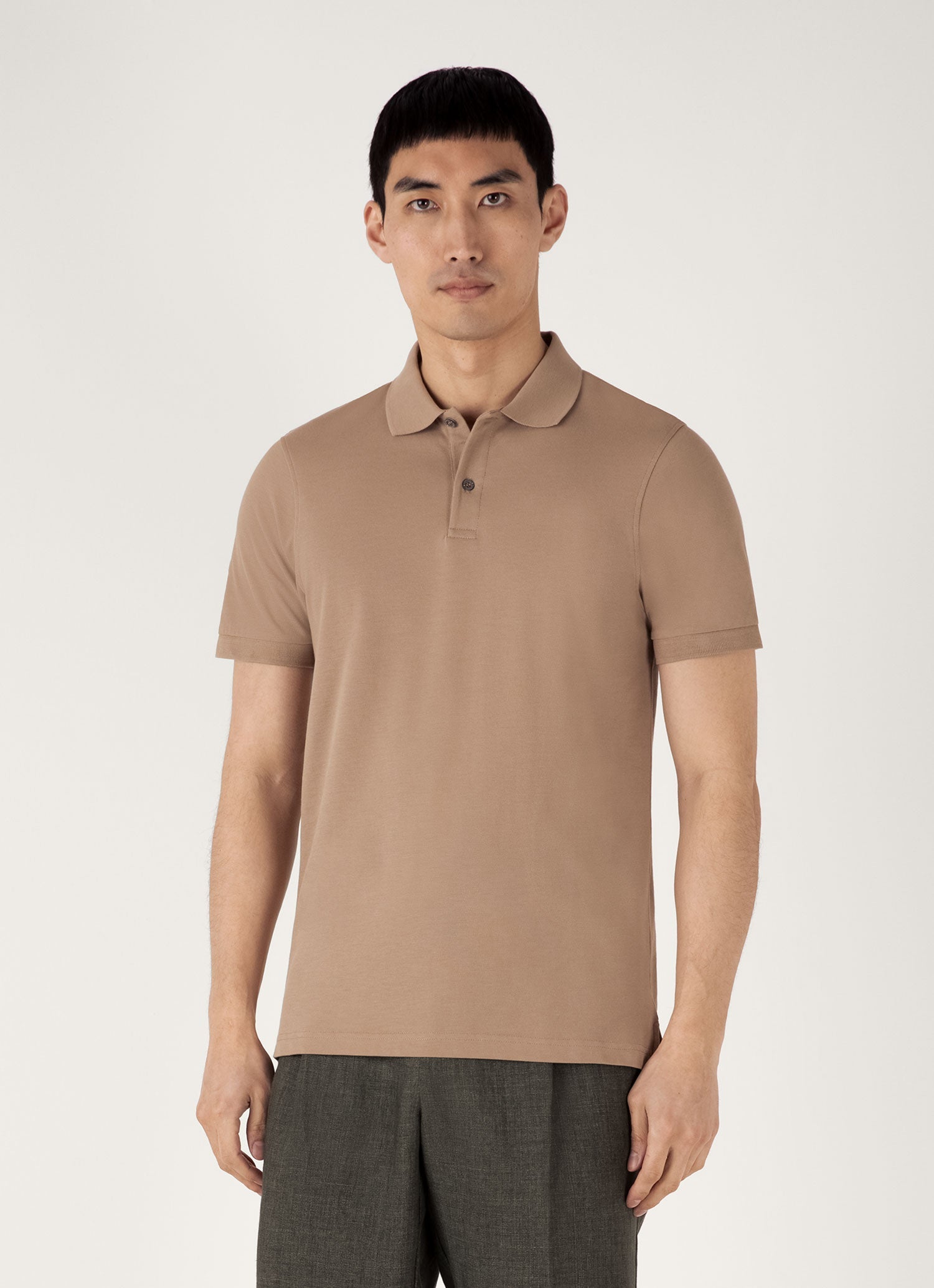 Men's Piqué Polo Shirt in Dune | Sunspel