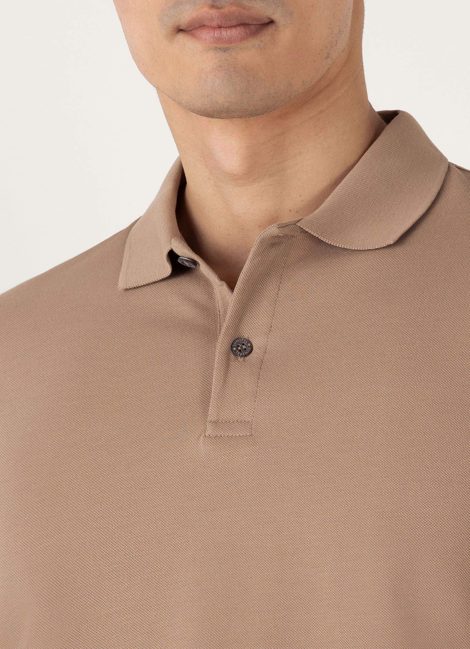Men's Piqué Polo Shirt in Dune | Sunspel