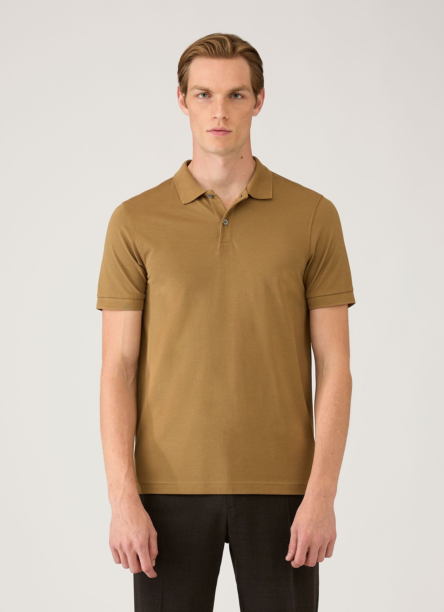 Men's Piqué Polo Shirt in Walnut | Sunspel
