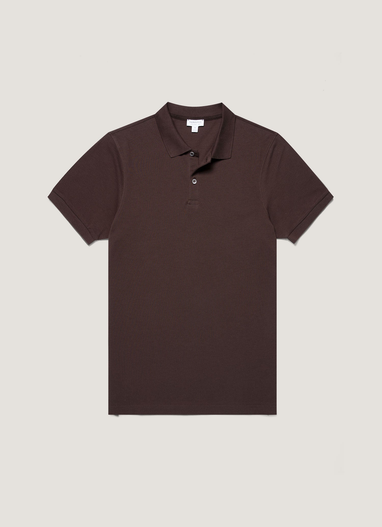 Men's Piqué Polo Shirt in Dark Chocolate | Sunspel