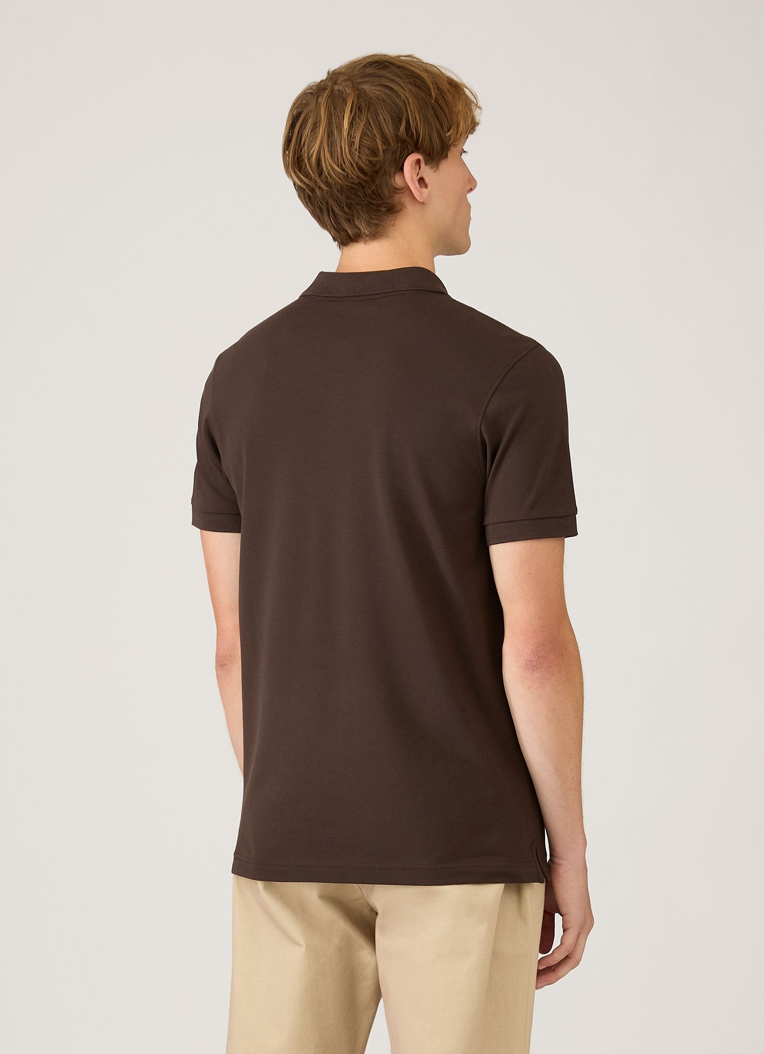 Men's Piqué Polo Shirt in Dark Chocolate | Sunspel