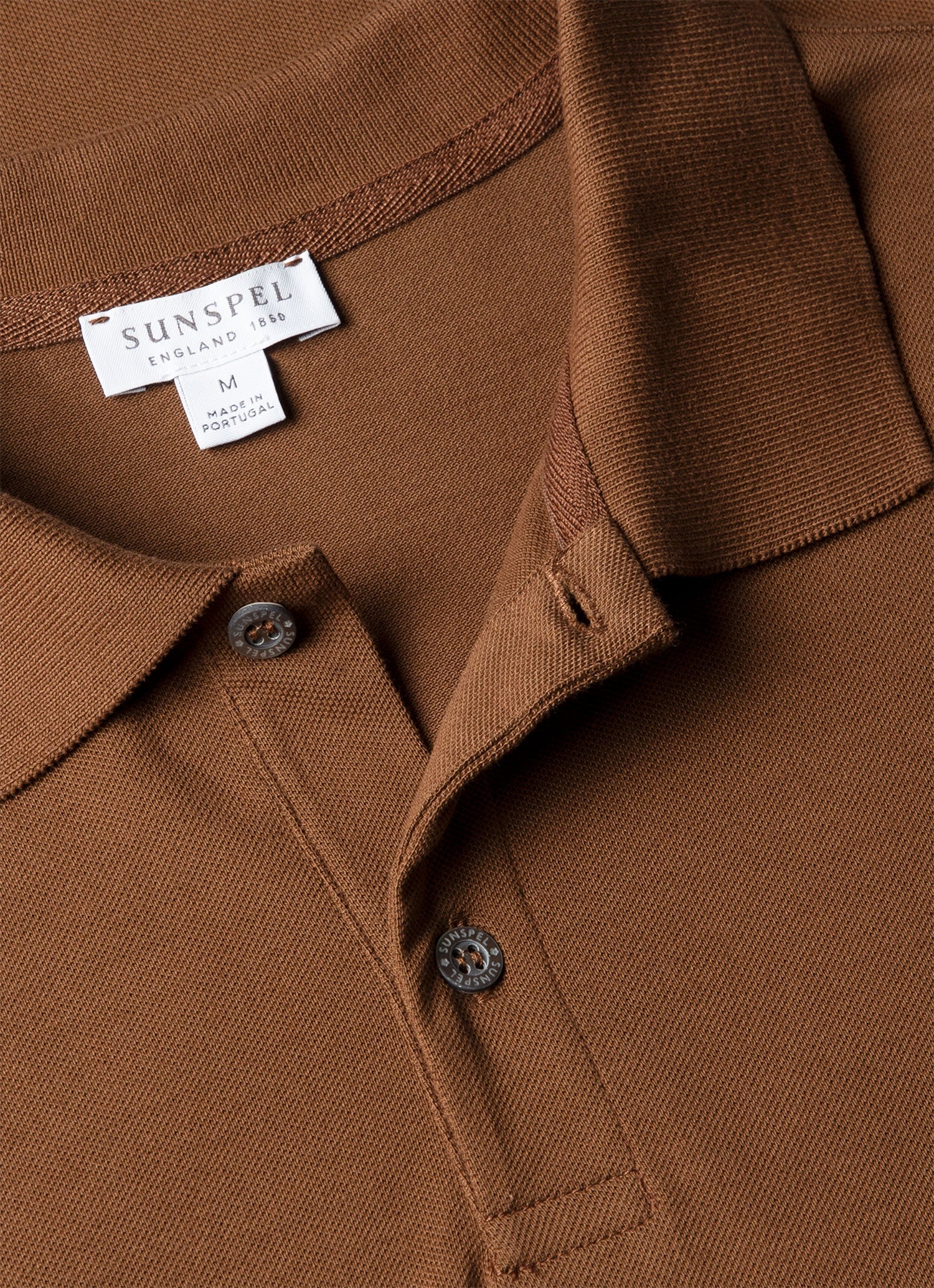Men's Piqué Polo Shirt in Bronze | Sunspel