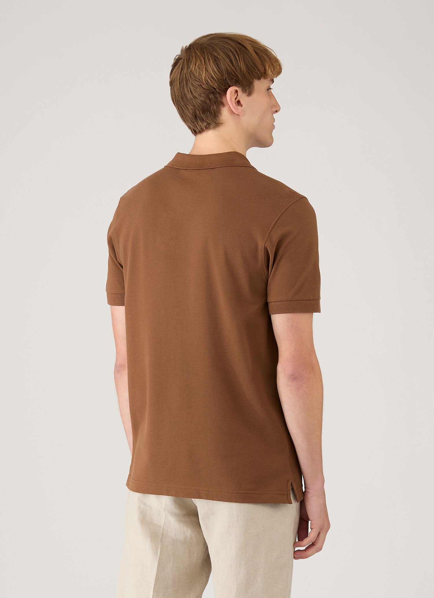 Men's Piqué Polo Shirt in Bronze | Sunspel