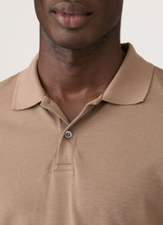 Men's Piqué Polo Shirt in Taupe