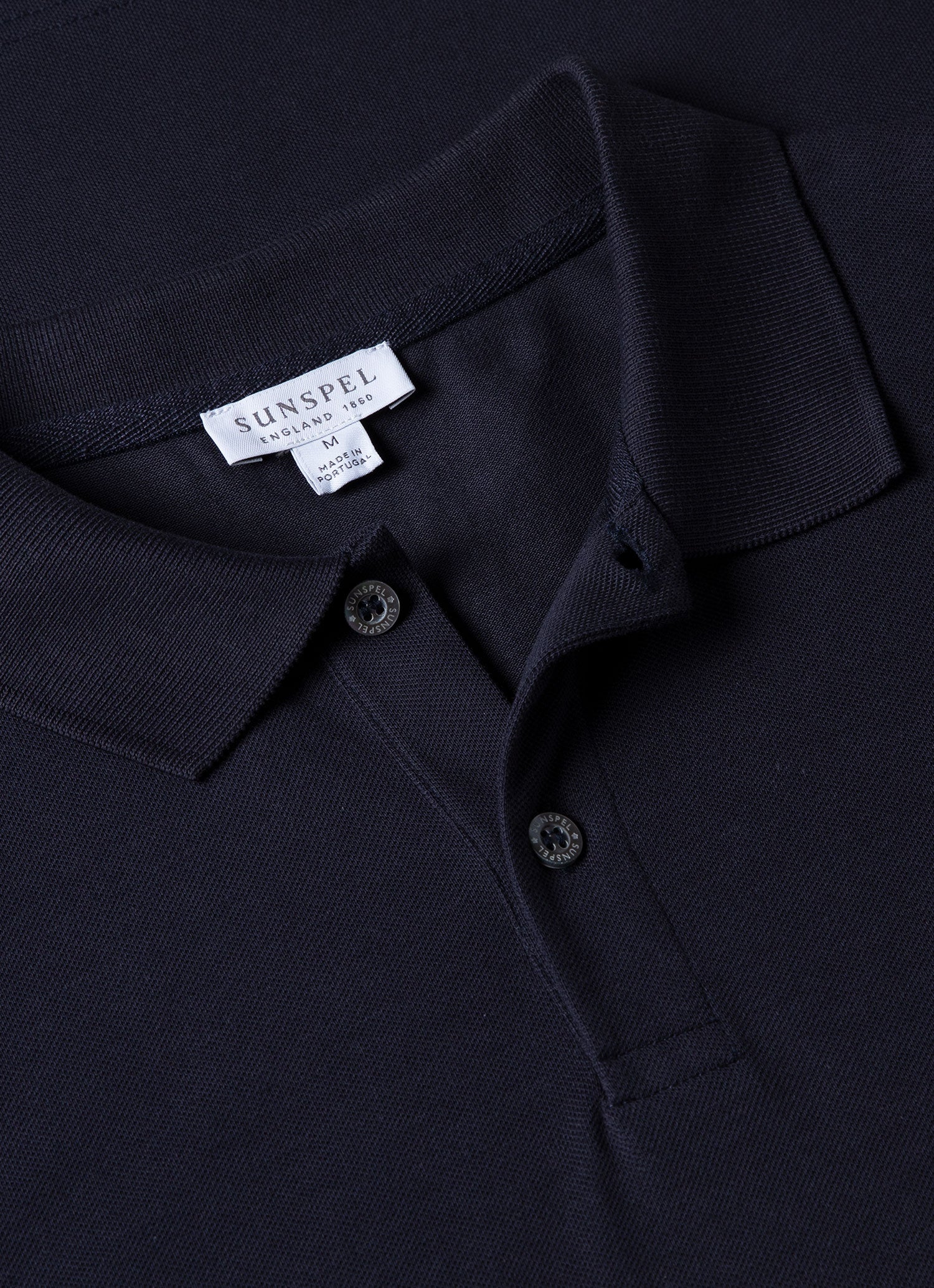 Men's Piqué Polo Shirt in Navy | Sunspel