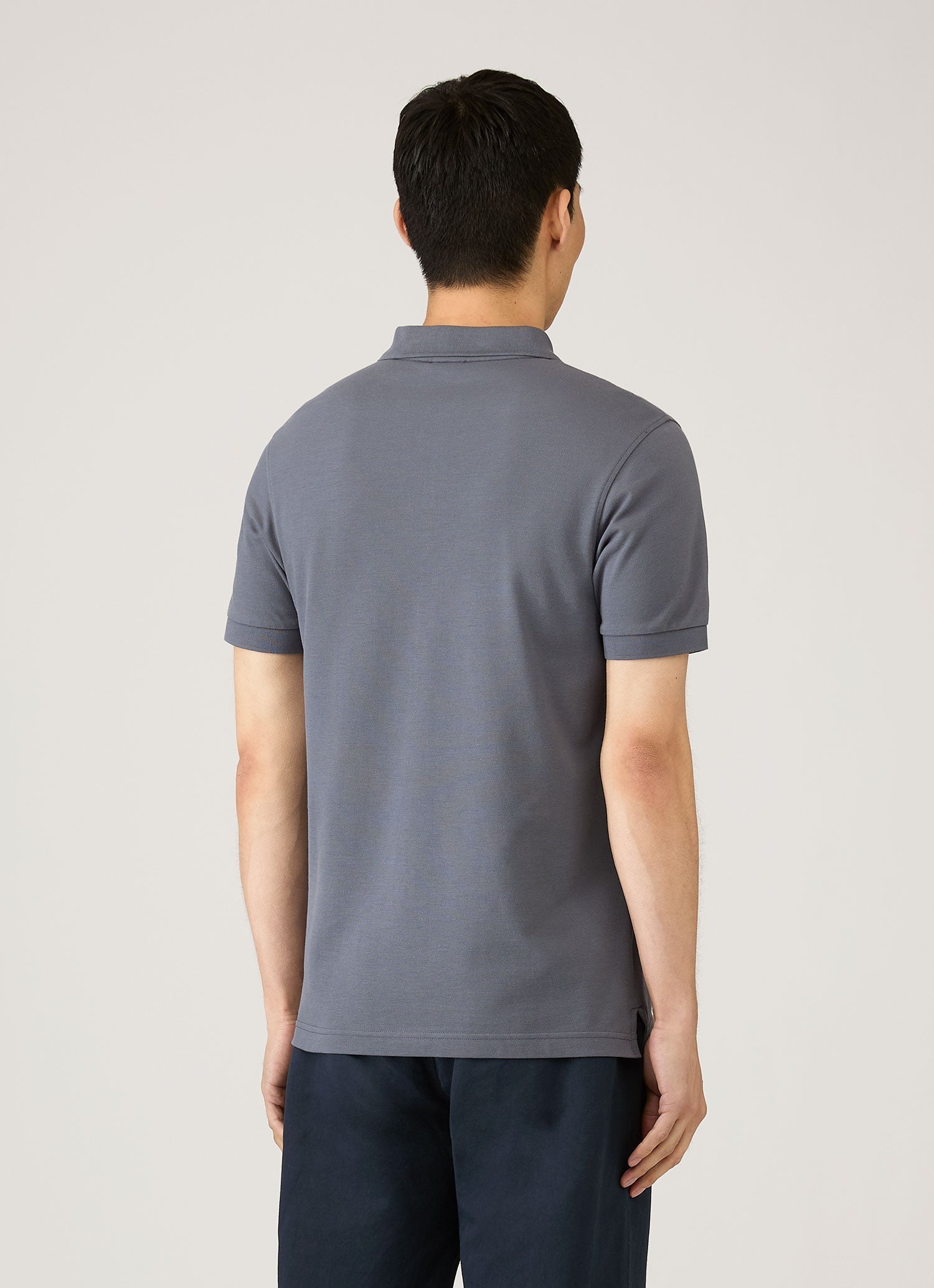 Men's Piqué Polo Shirt in Slate Blue | Sunspel