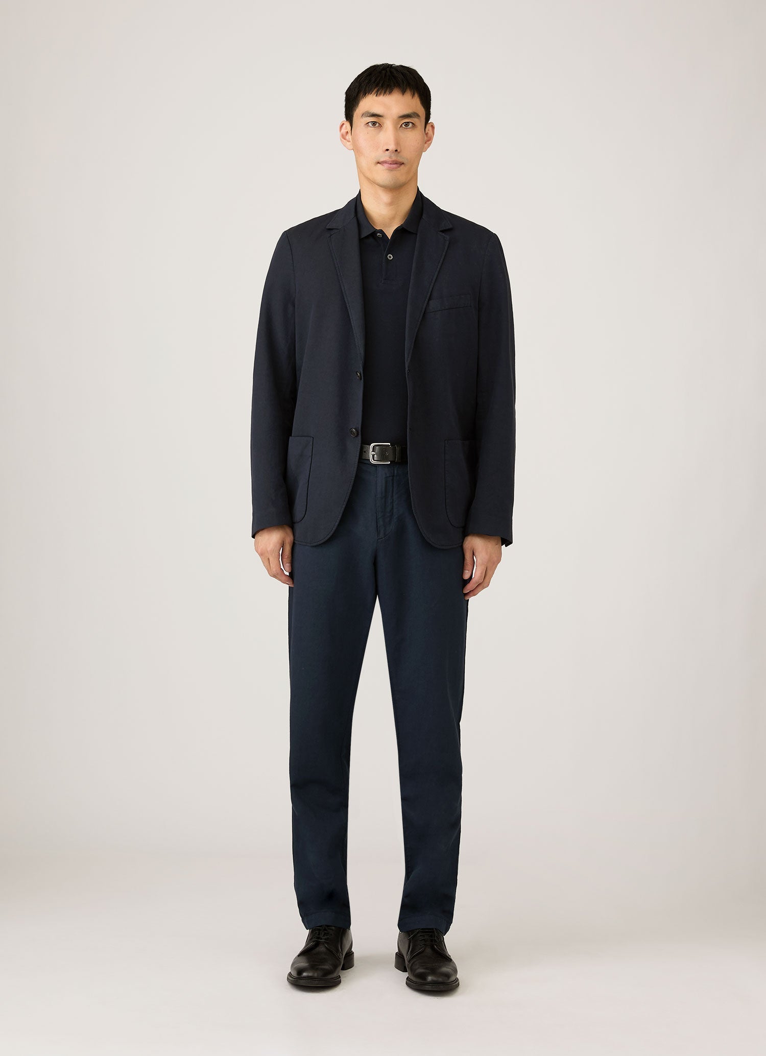 Men's Piqué Polo Shirt in Midnight Navy | Sunspel