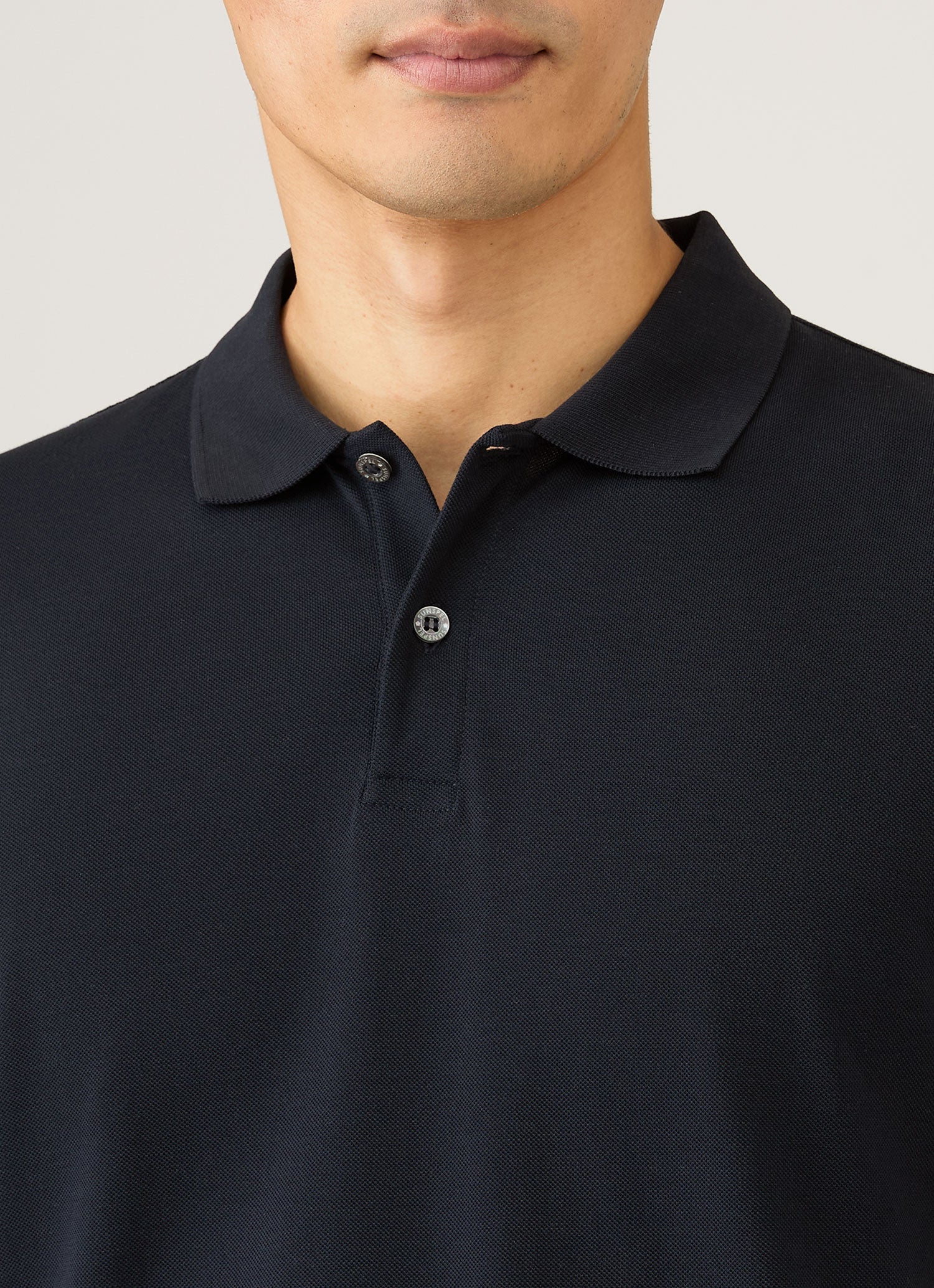 Men's Piqué Polo Shirt in Midnight Navy | Sunspel