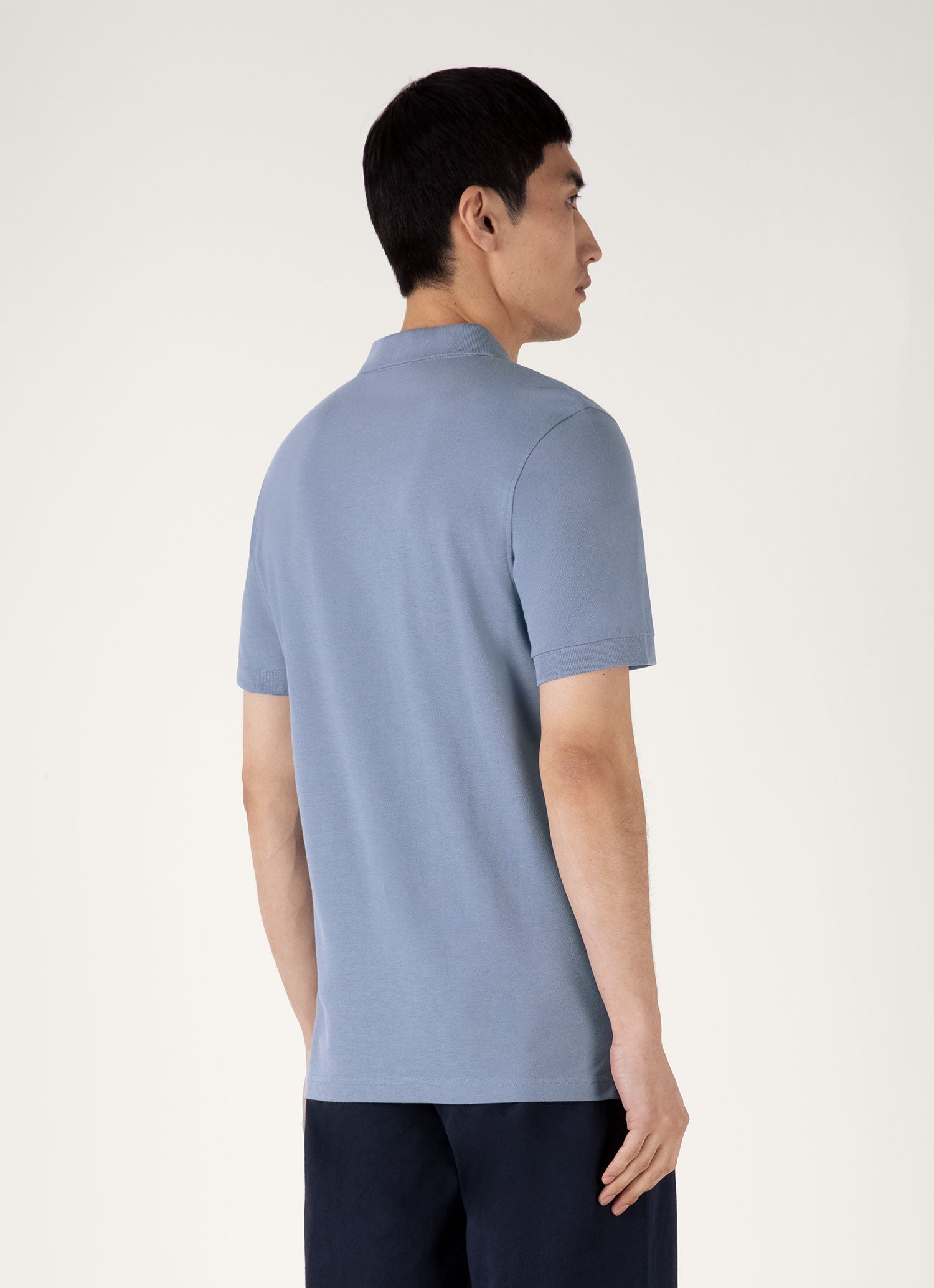 Men's Piqué Polo Shirt in Vintage Blue | Sunspel