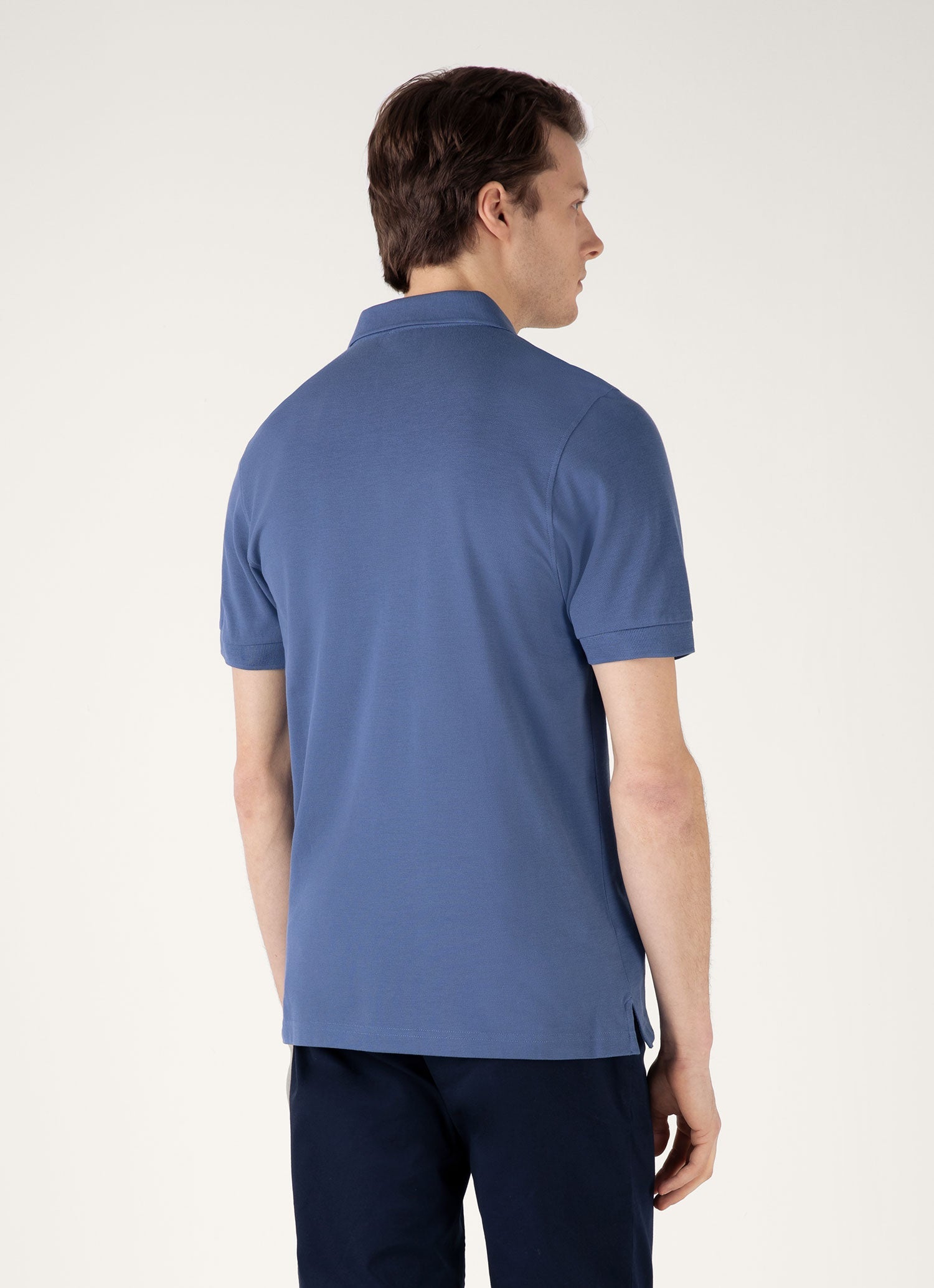 Men's Piqué Polo Shirt in Soft Denim | Sunspel