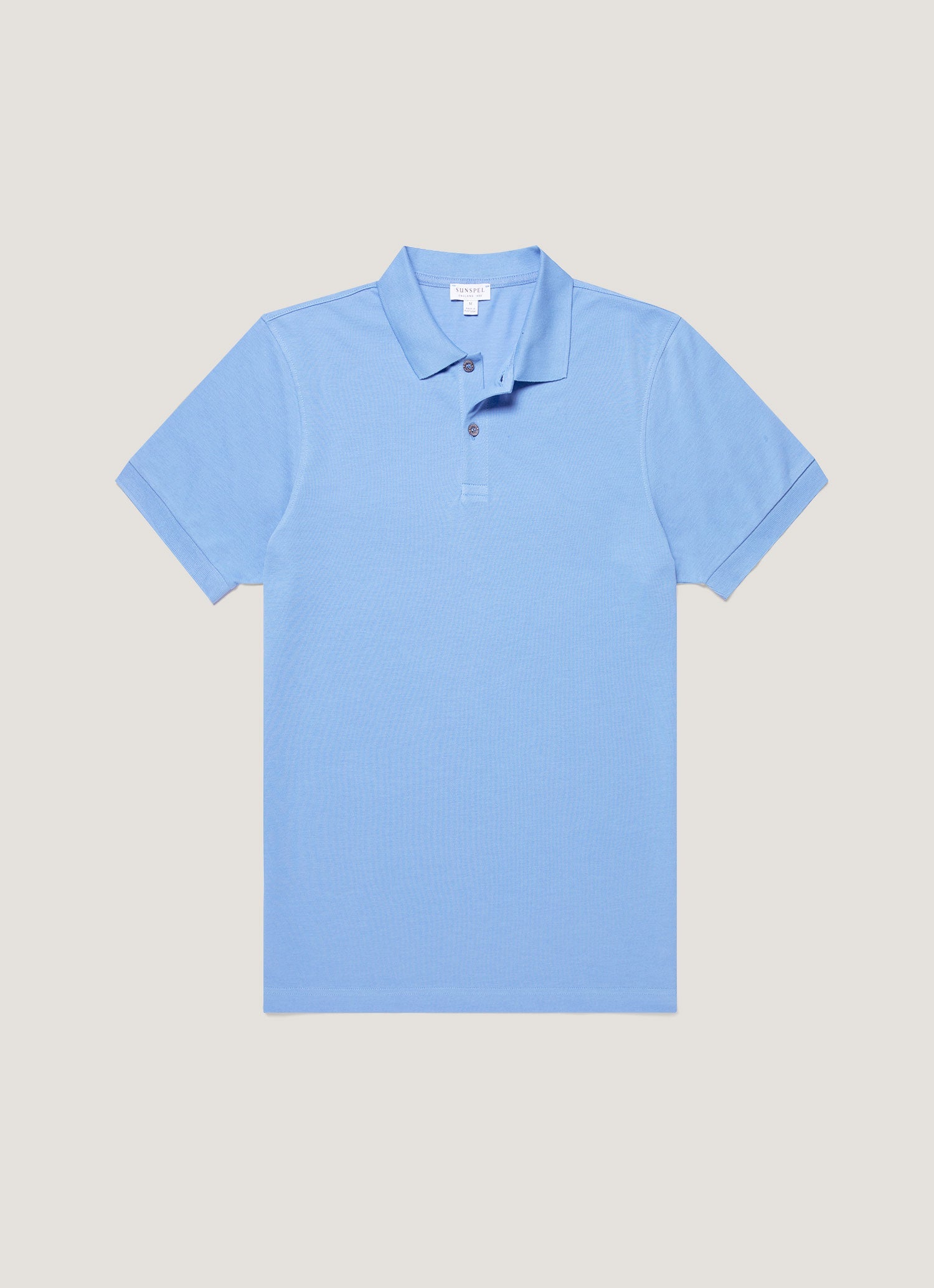 Men's Piqué Polo Shirt in Azure Blue | Sunspel