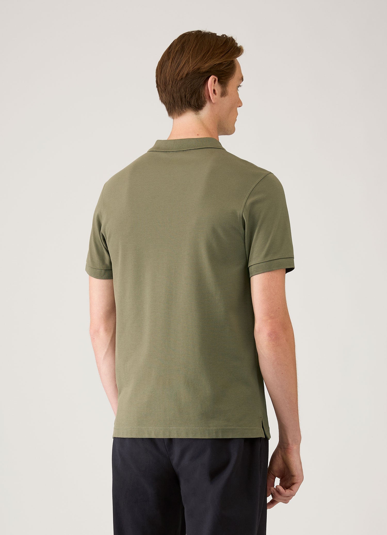 Men's Piqué Polo Shirt in Khaki | Sunspel