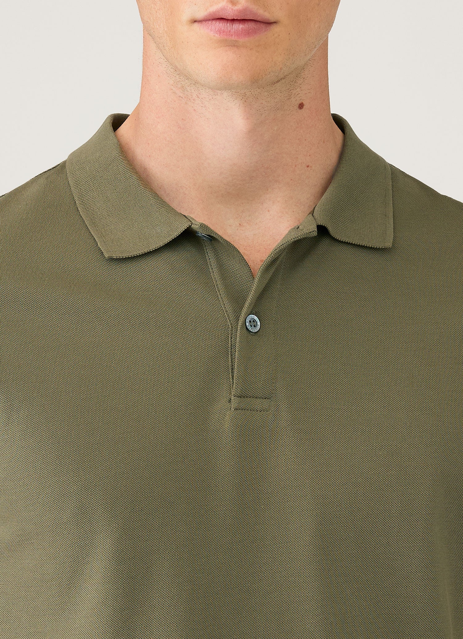 Men's Piqué Polo Shirt in Khaki | Sunspel