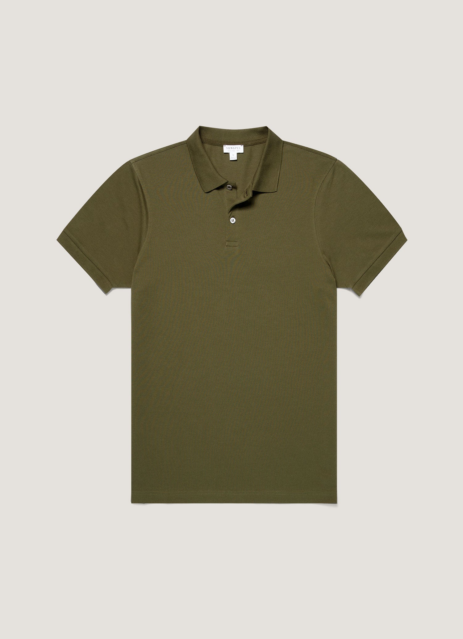 Men's Piqué Polo Shirt in Deep Olive | Sunspel