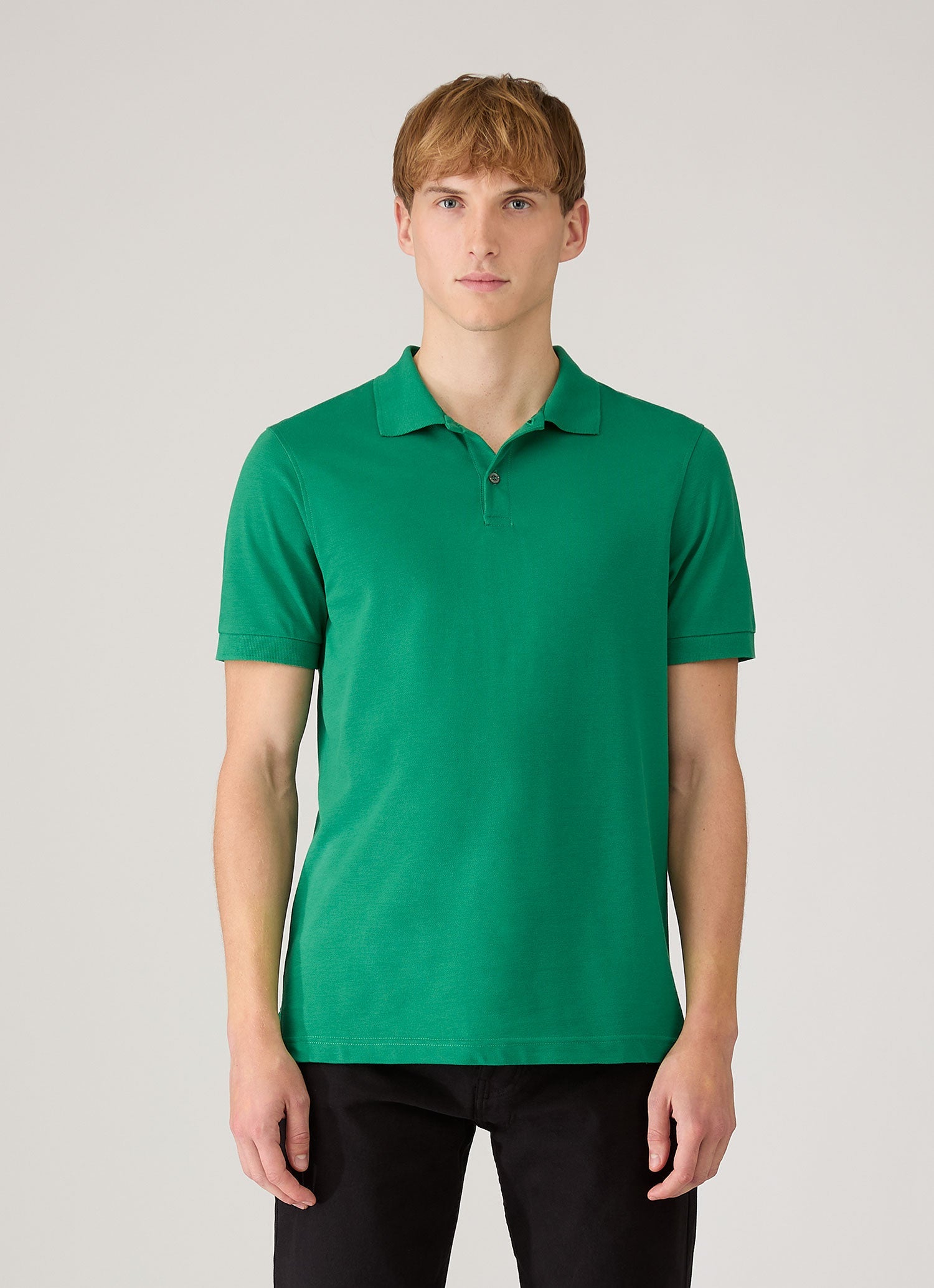 Men's Piqué Polo Shirt in Bright Green | Sunspel
