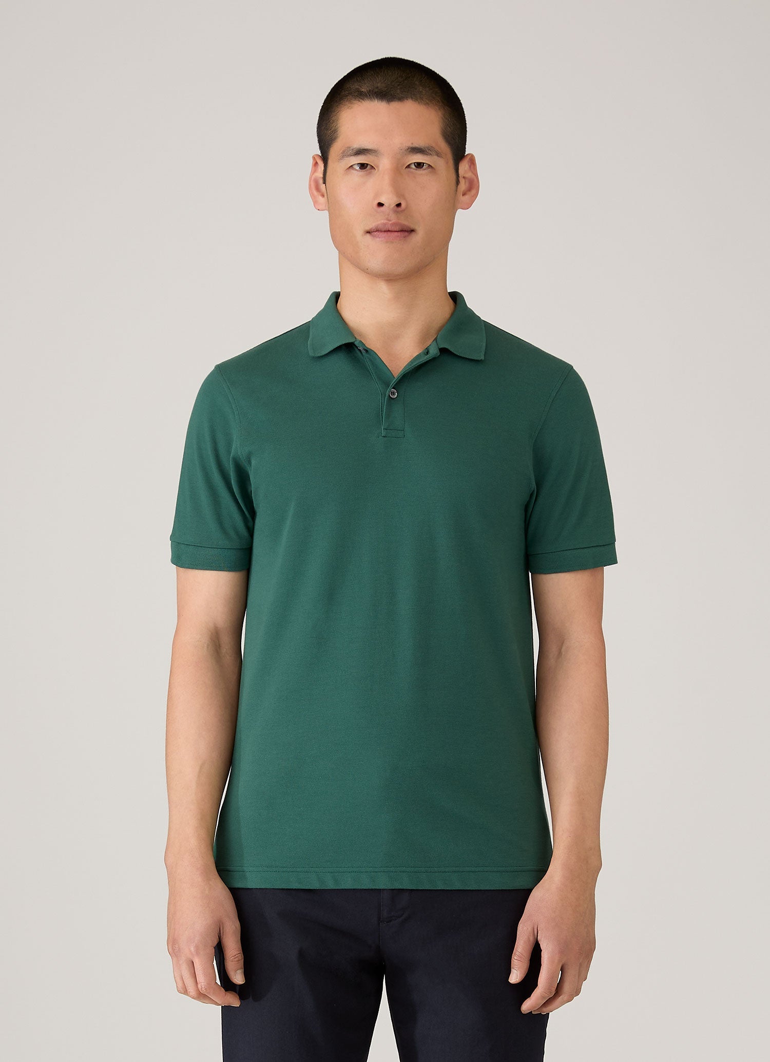 Men's Piqué Polo Shirt in Forest | Sunspel